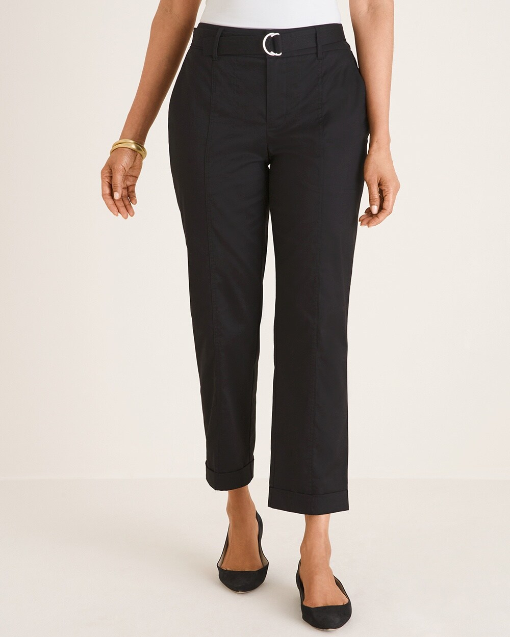 Petite Belted Utility Ankle Pants