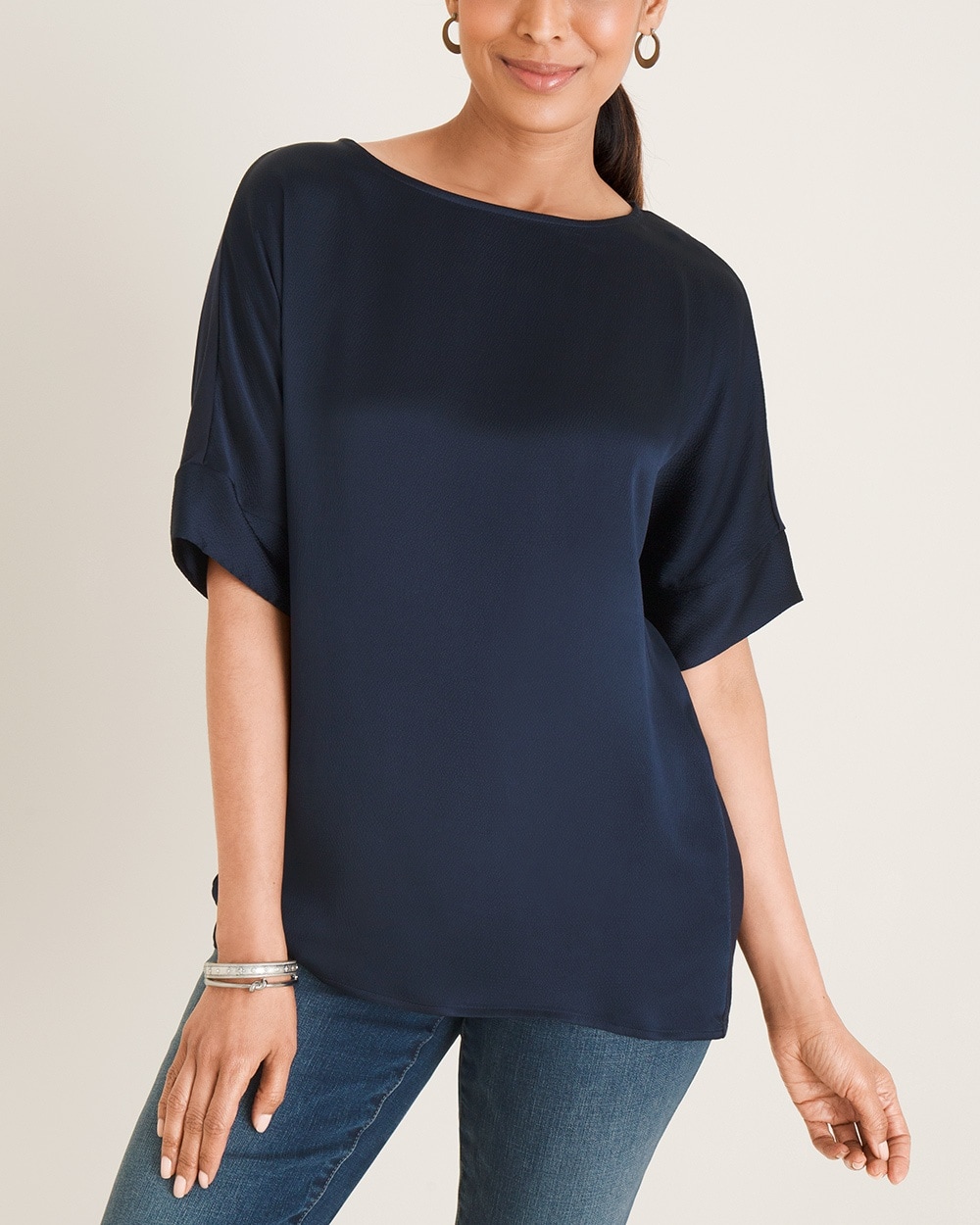 Silk-Blend Knit-Back Top