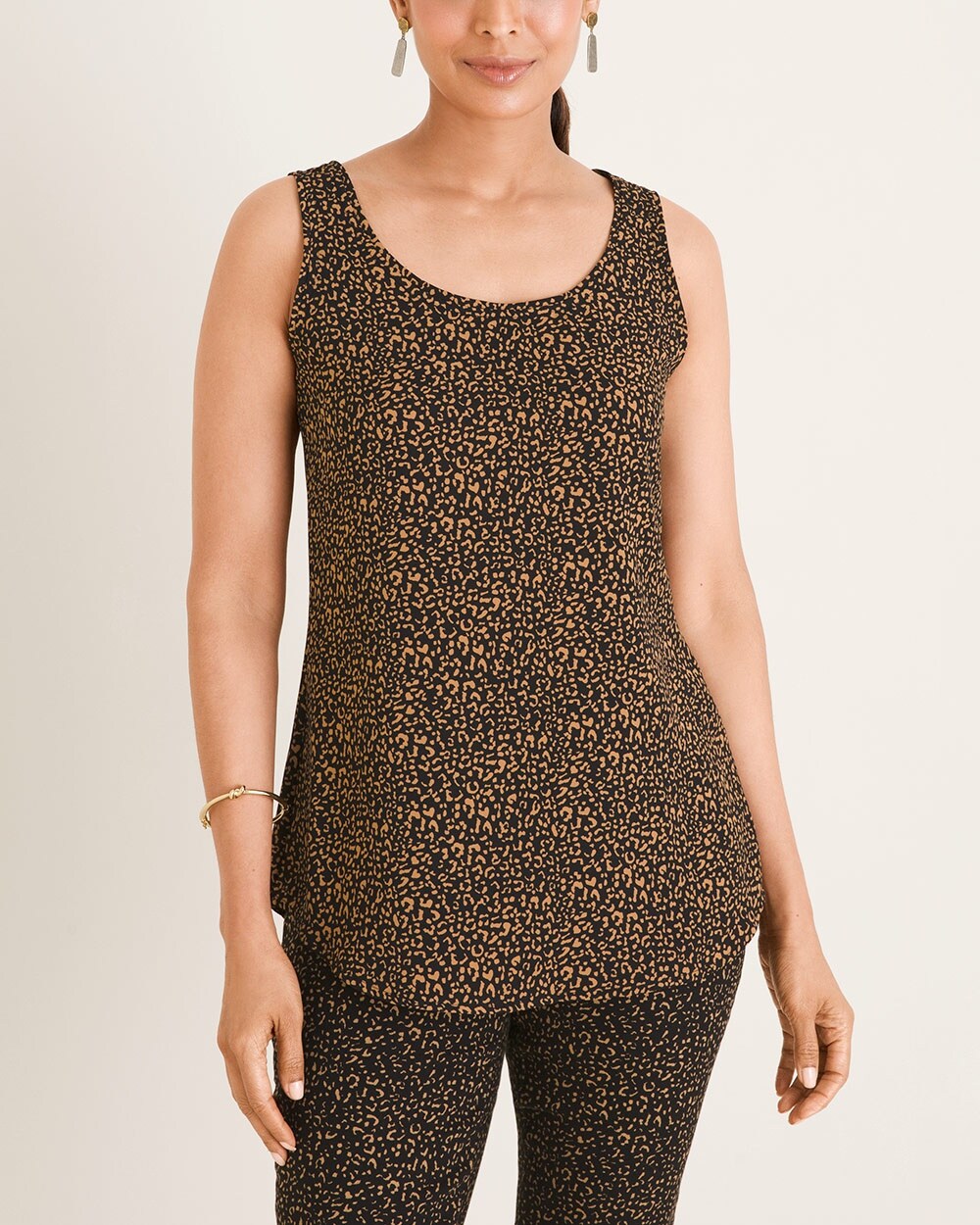 Etched-Texture Animal-Print Tank