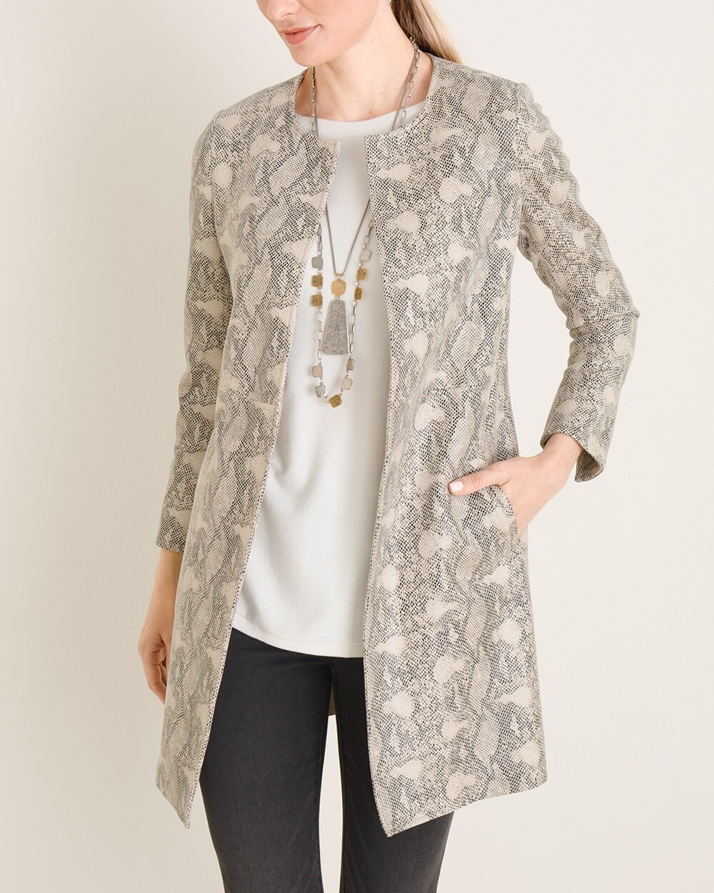 Faux-Suede Snake-Print Topper