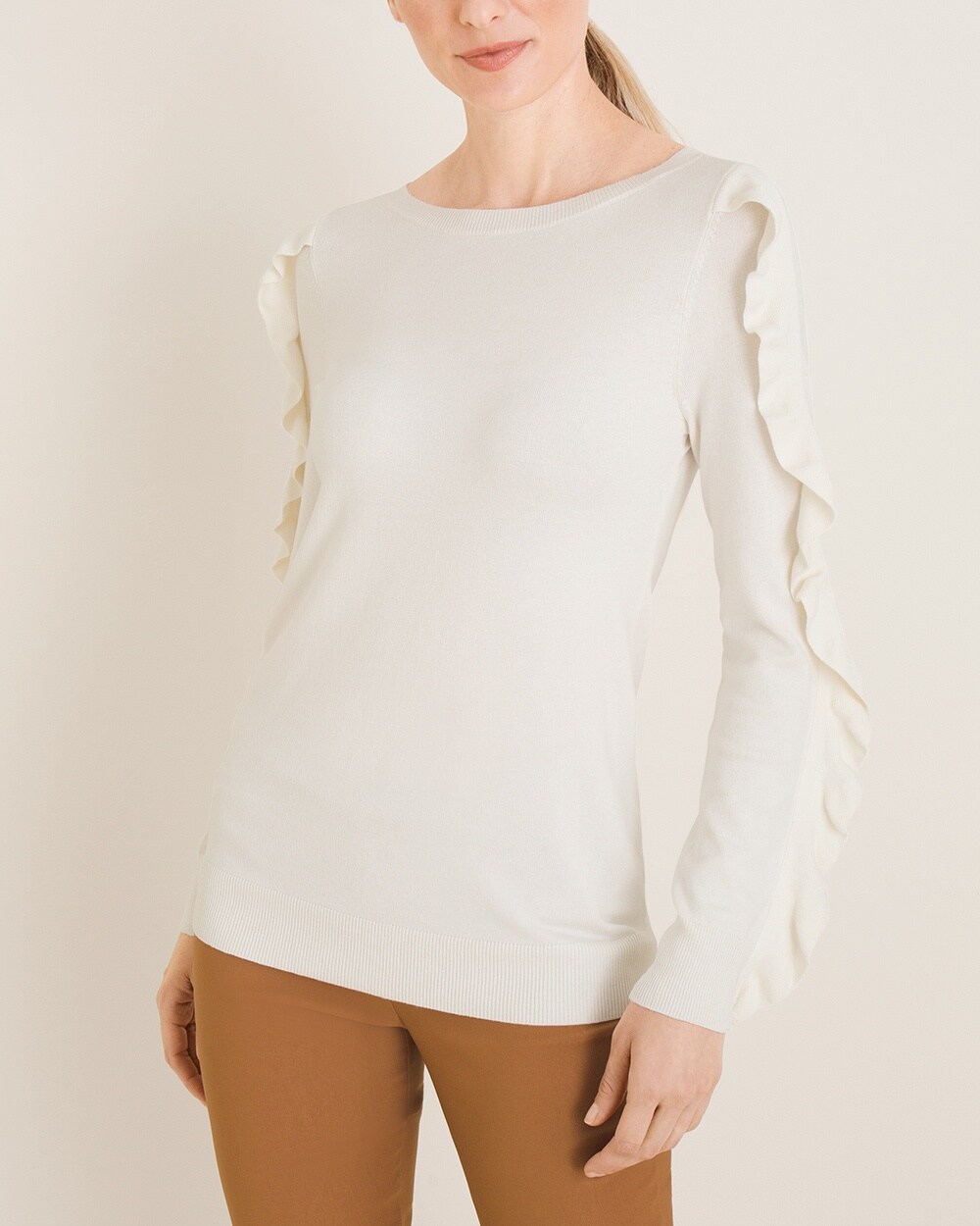 Ruffle-Sleeve Silk-Blend Sweater