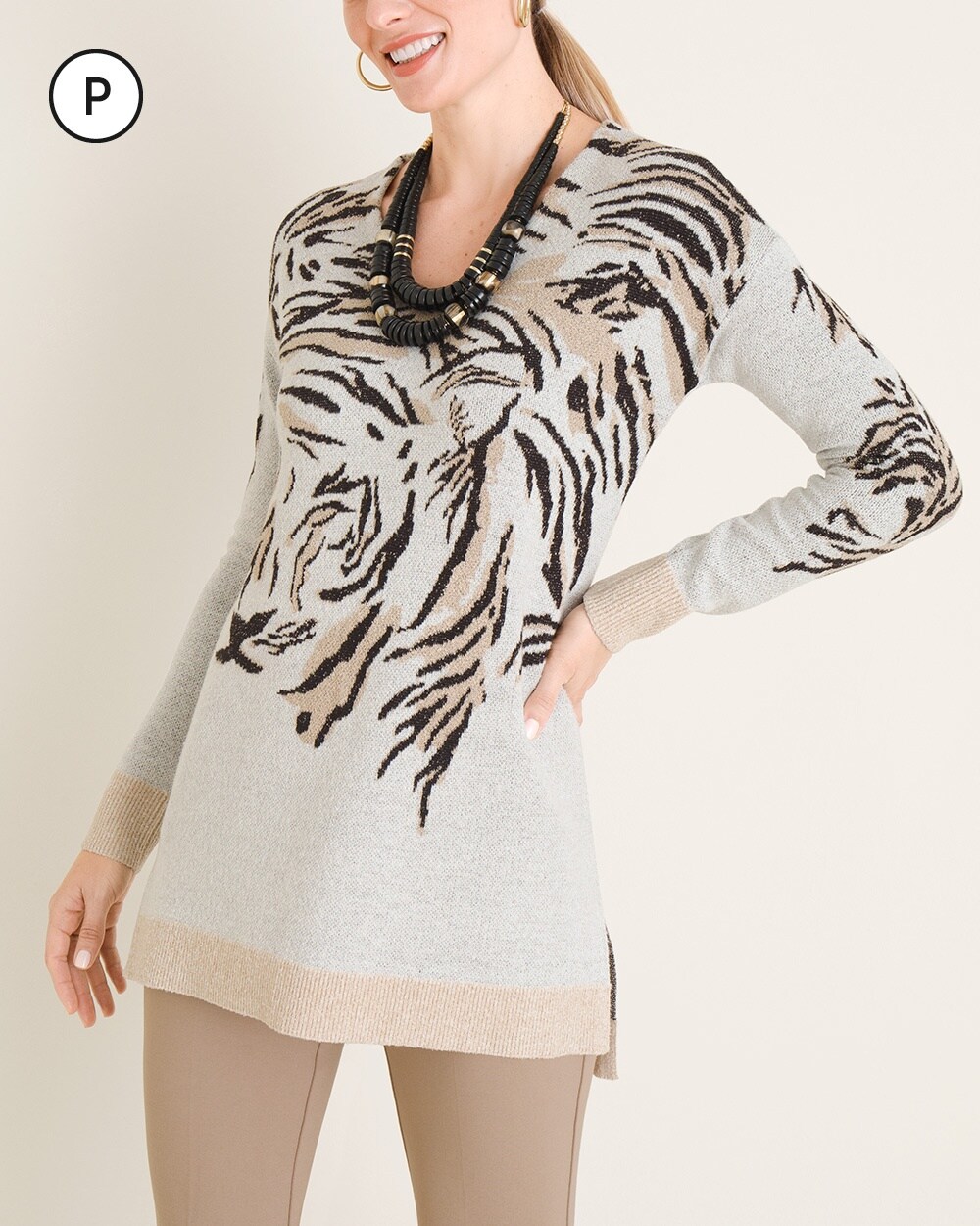 Petite Tiger-Face Pullover Sweater