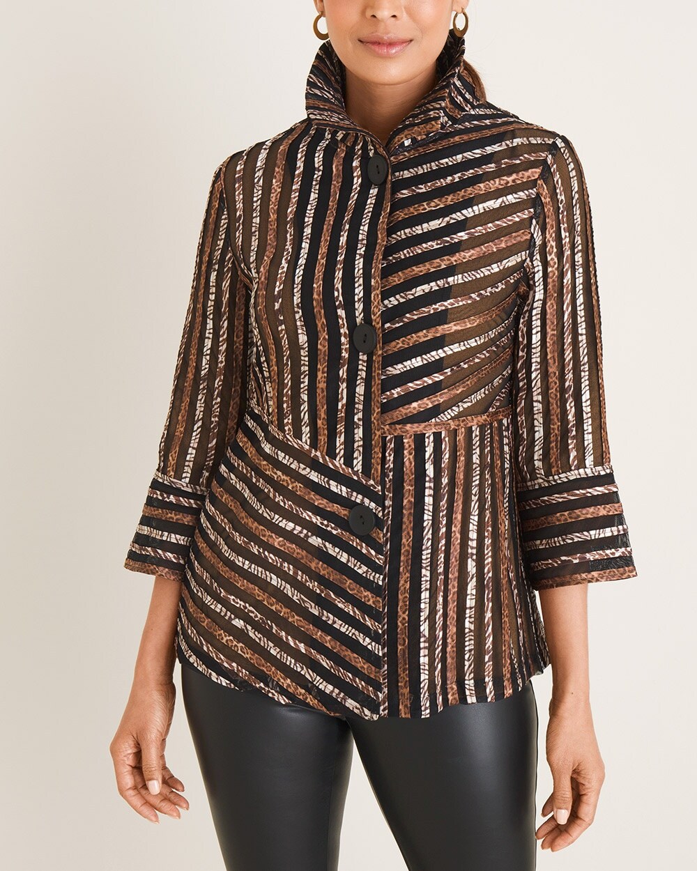Travelers Collection Spliced Animal-Stripe Jacket