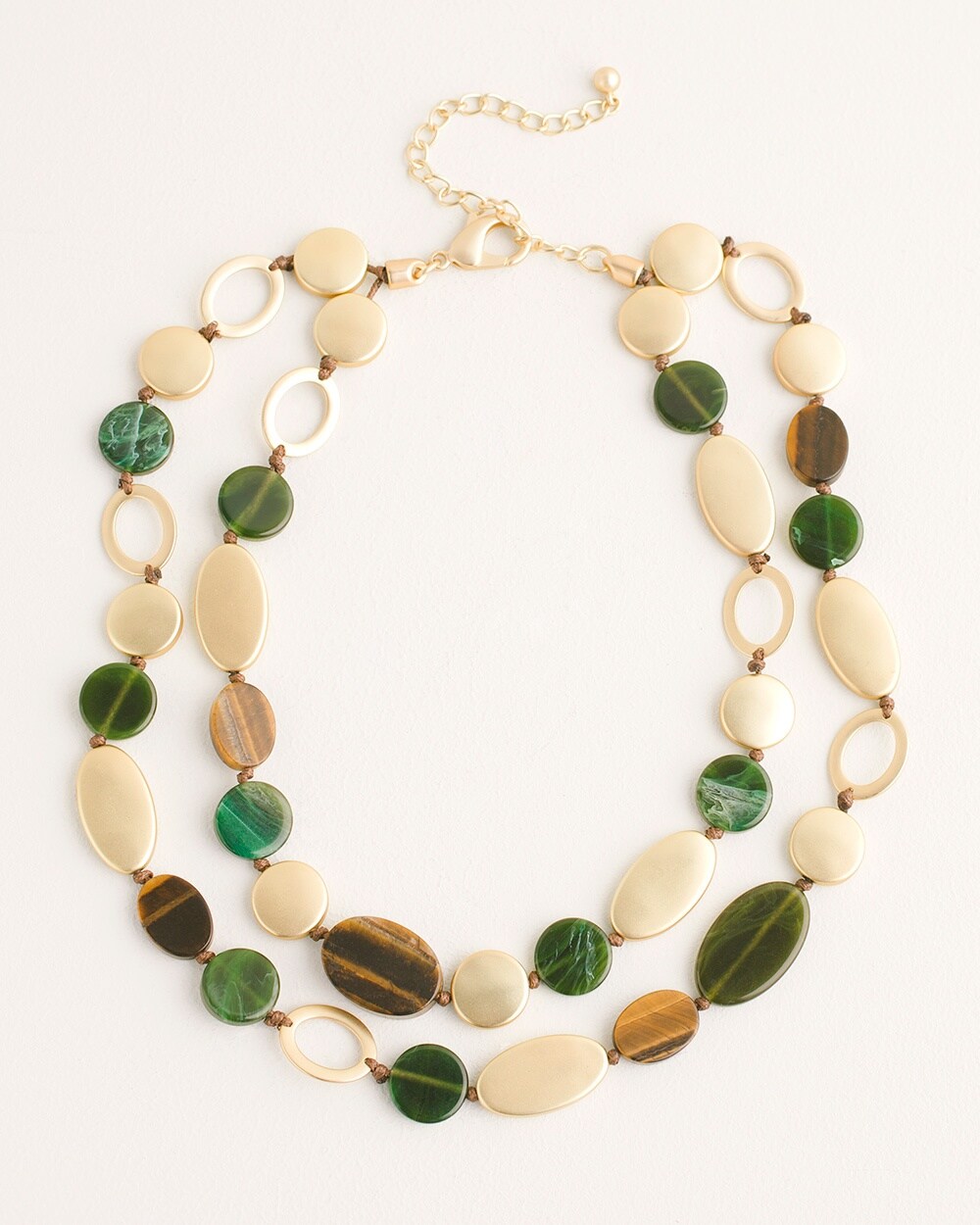 Green Multicolored Double-Strand Necklace