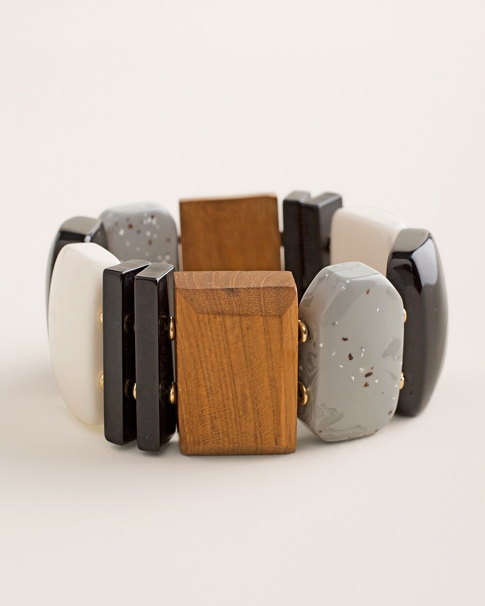Neutral Wood-Blend Stretch Bracelet