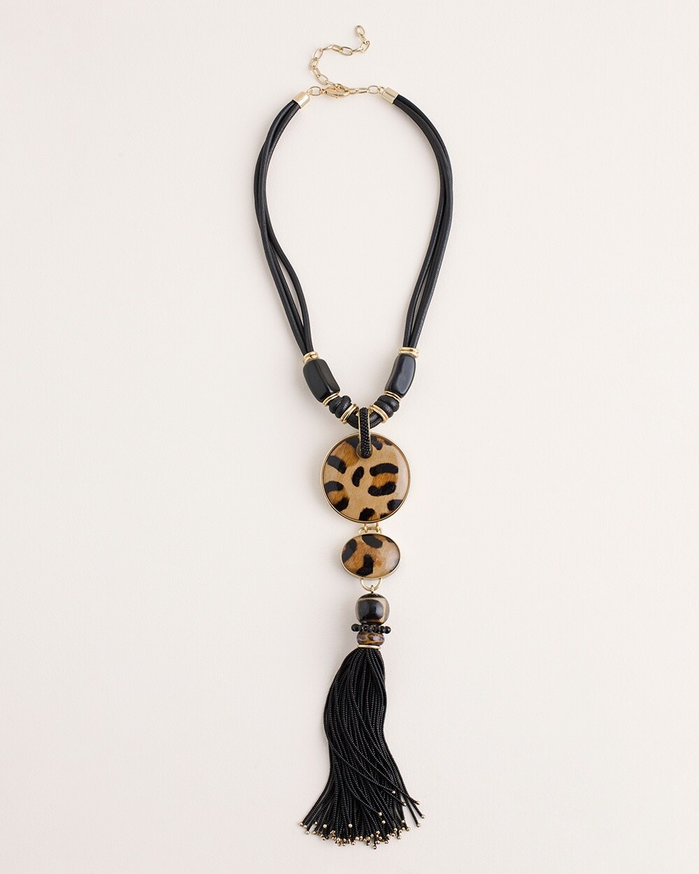 Animal-Print Tassel Bib Necklace