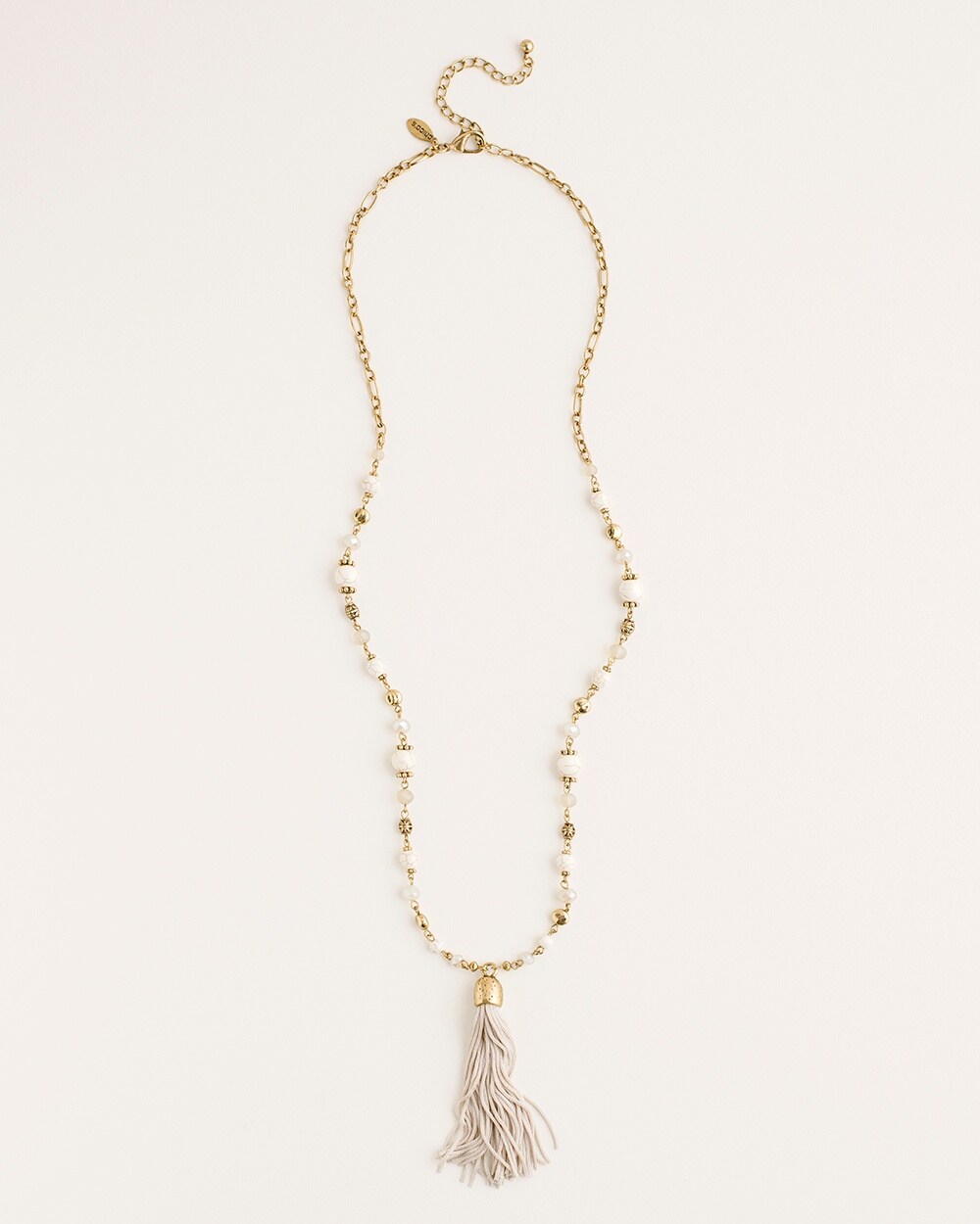 Cream Pendant Tassel Necklace