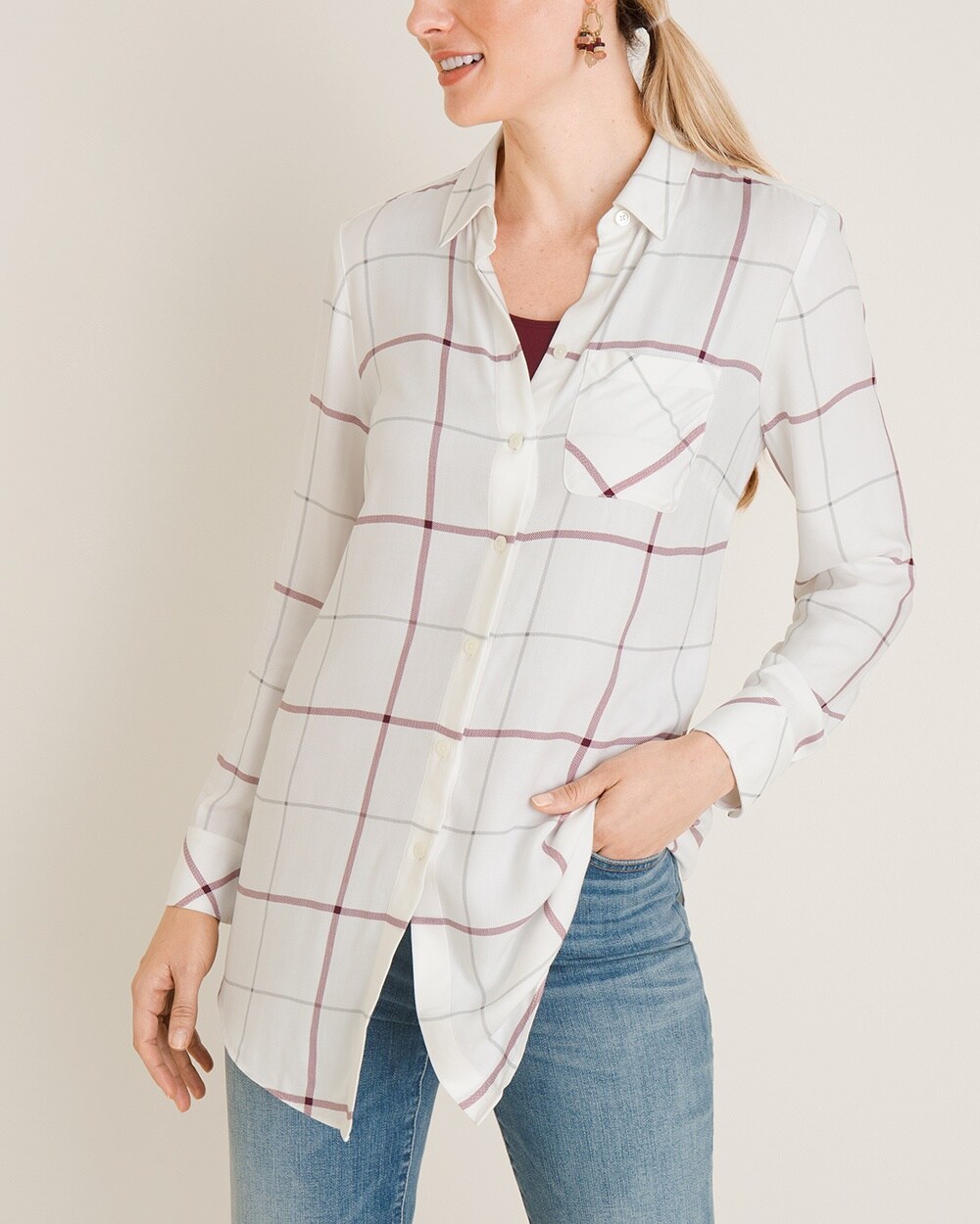 Everyday Plaid Button-Front Shirt