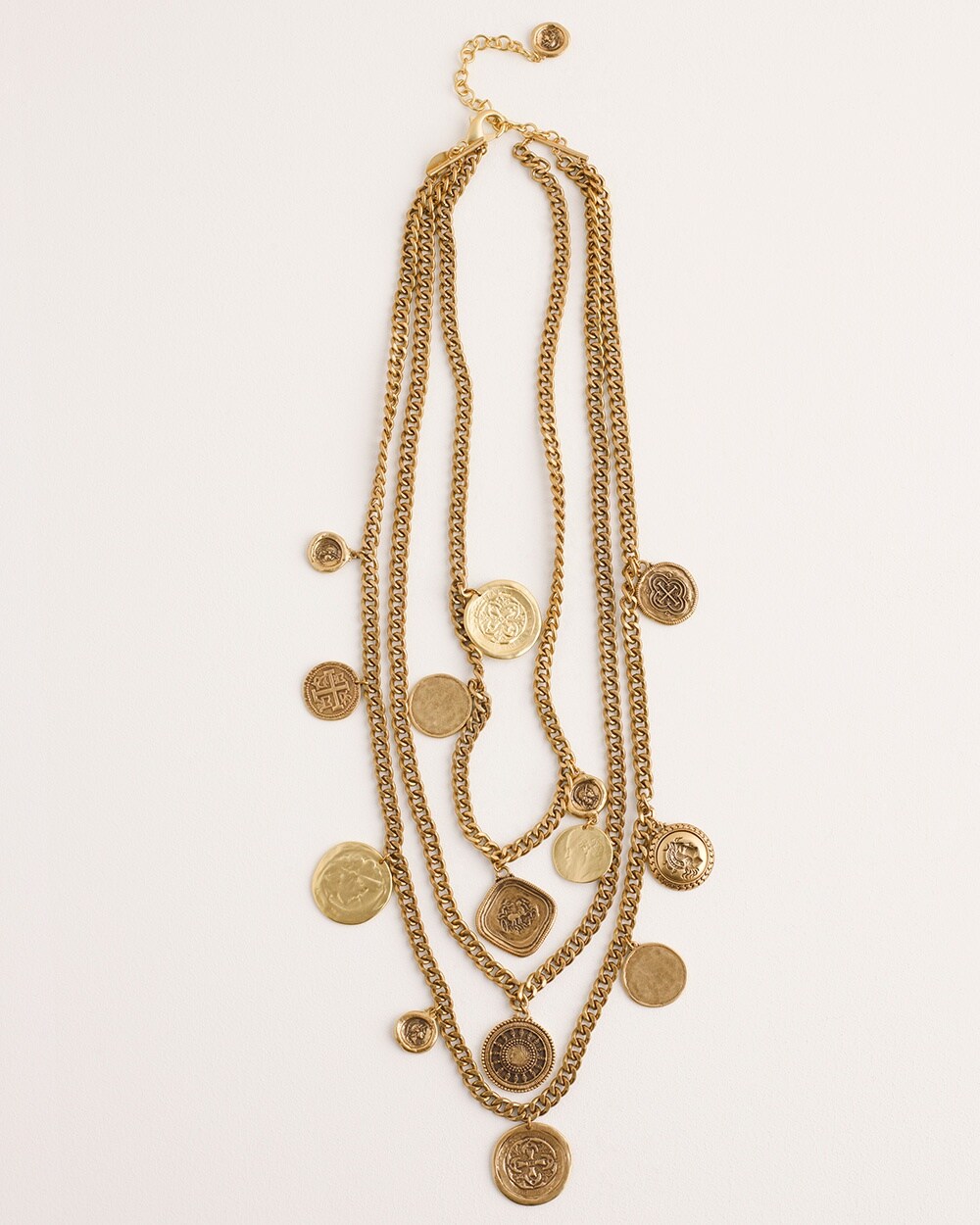 Goldtone Multi-Strand Coin Necklace