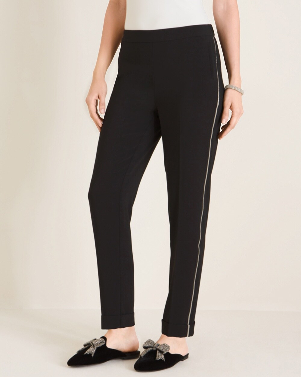 Beaded-Trim Jogger Ankle Pants - Chico's