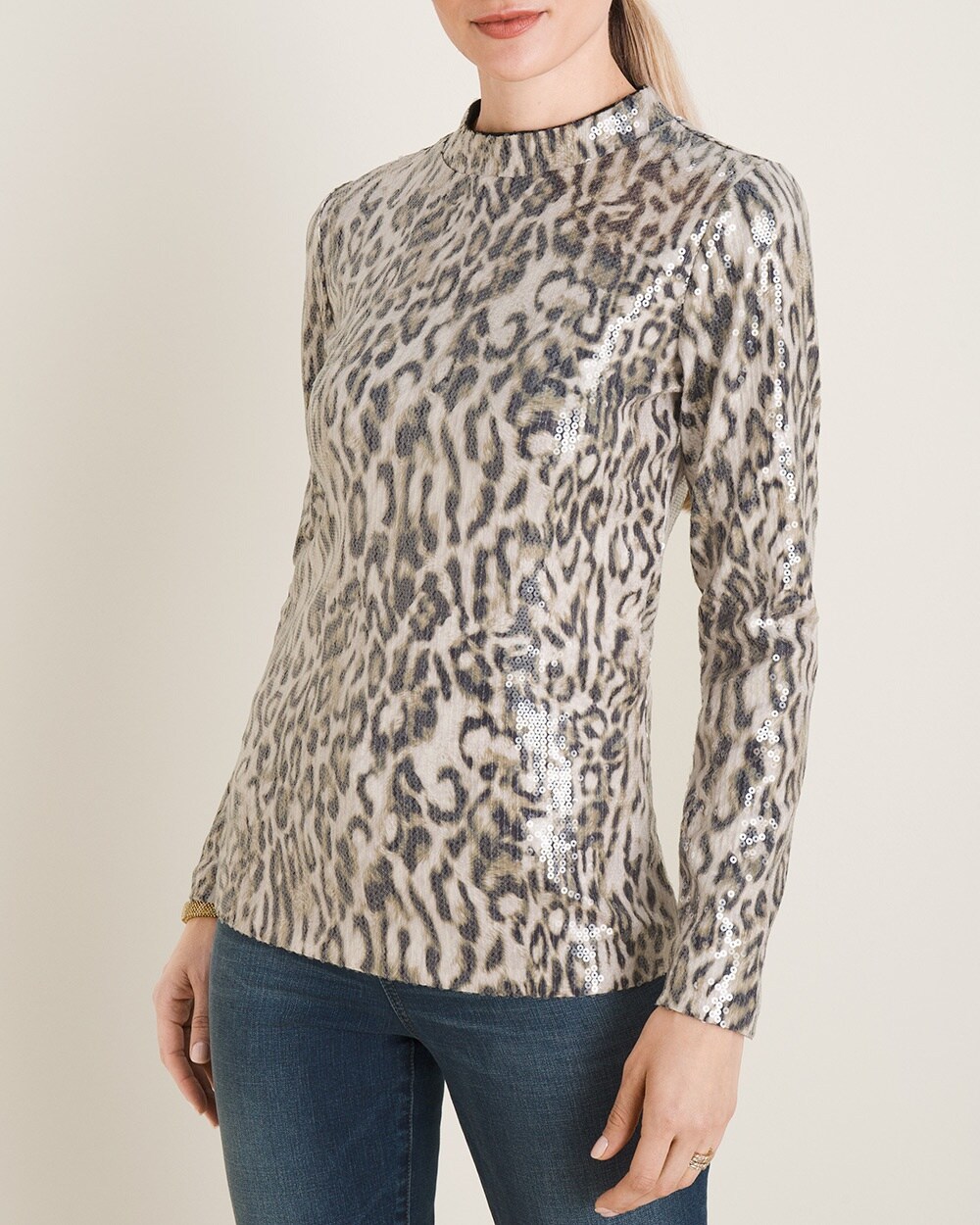 Cheetah-Print Sequin Top