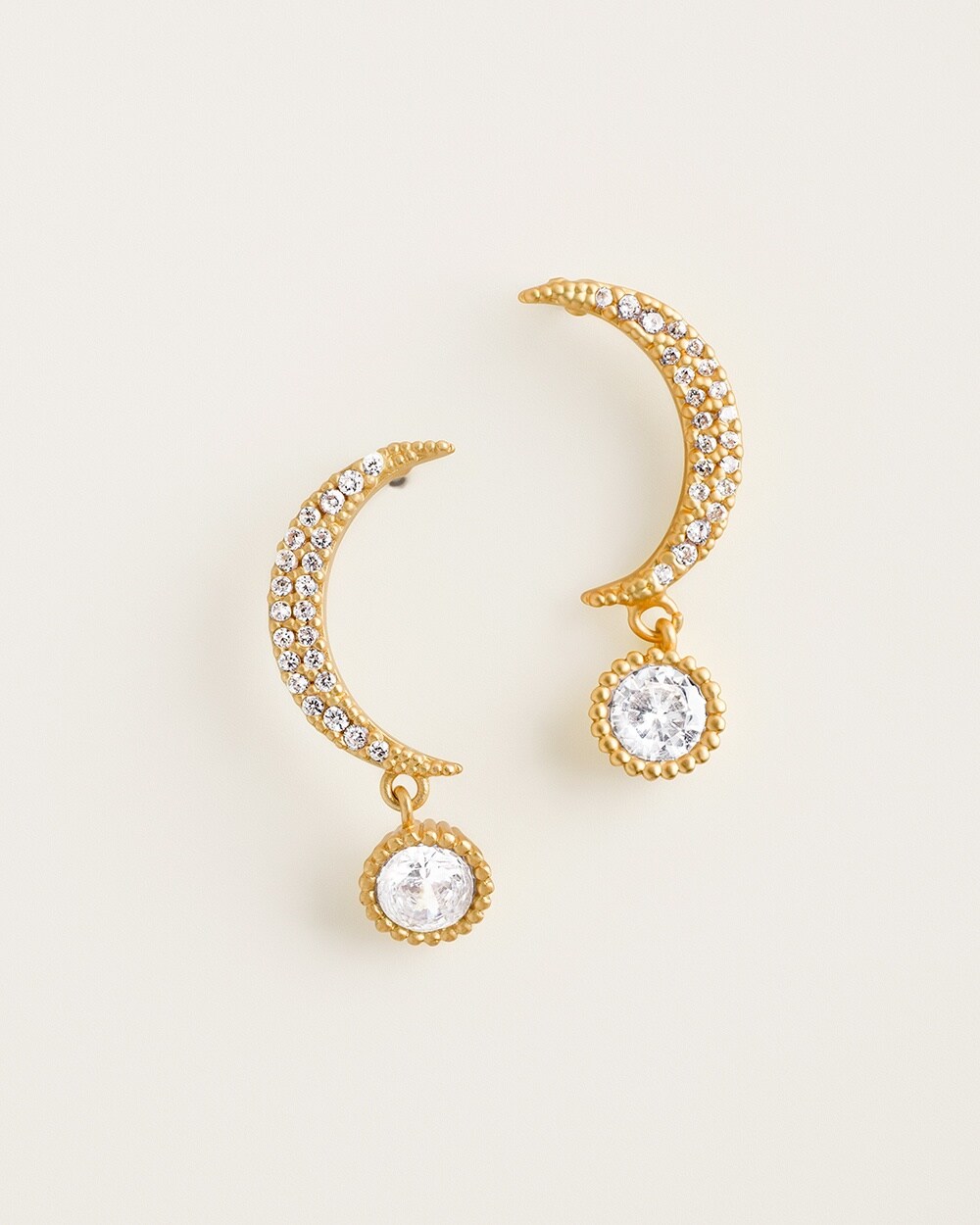 Goldtone Moon Stud Earrings