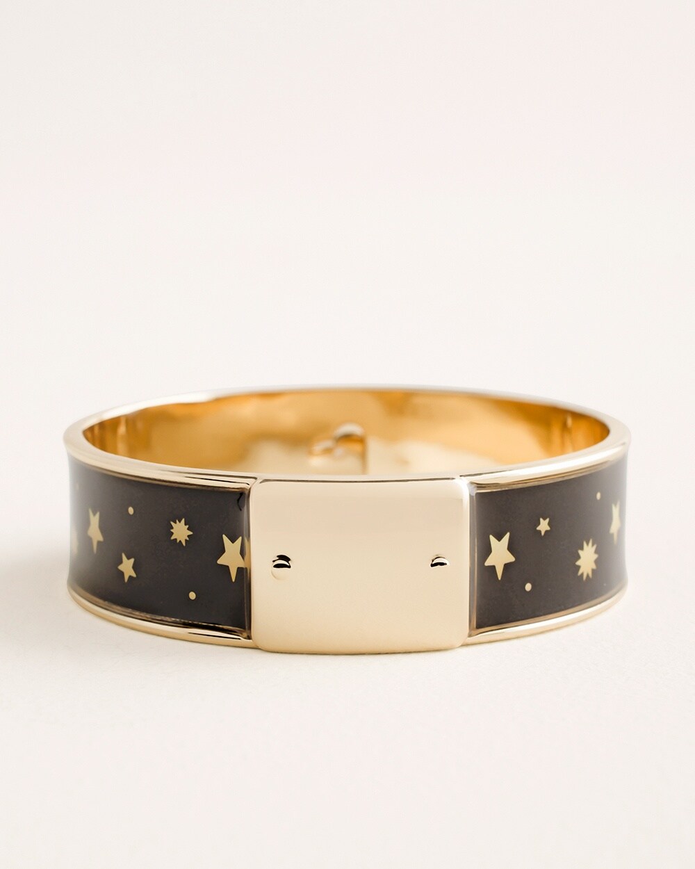 Black and Goldtone Star Cuff Bracelet