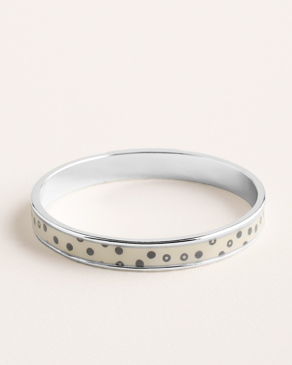 Silvertone Dot-Print Thin Cuff Bracelet