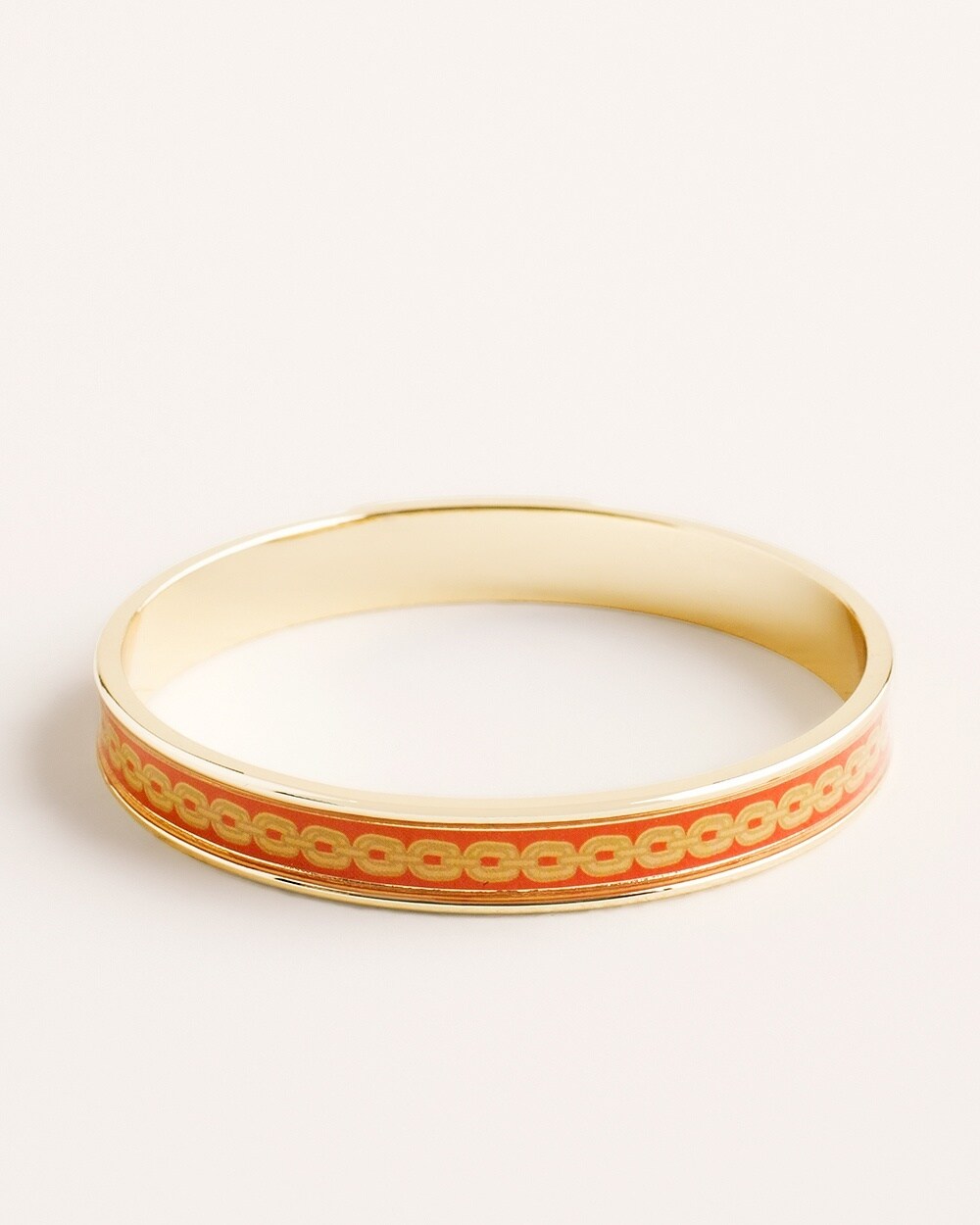 Orange and Goldtone Chain-Print Cuff Bracelet