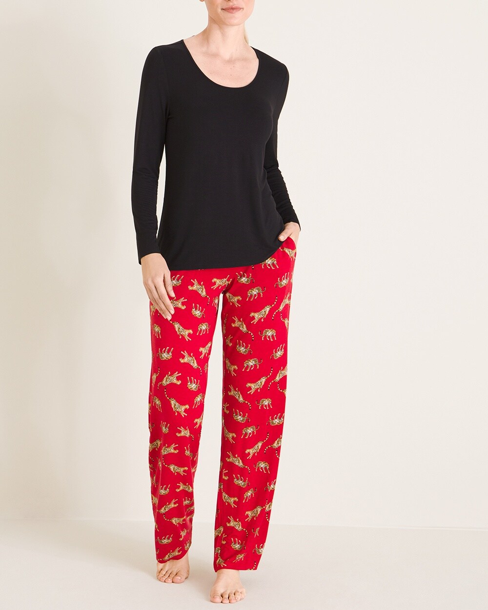 Soma for Chico's Cool Nights Leopard-Print Pajama Set