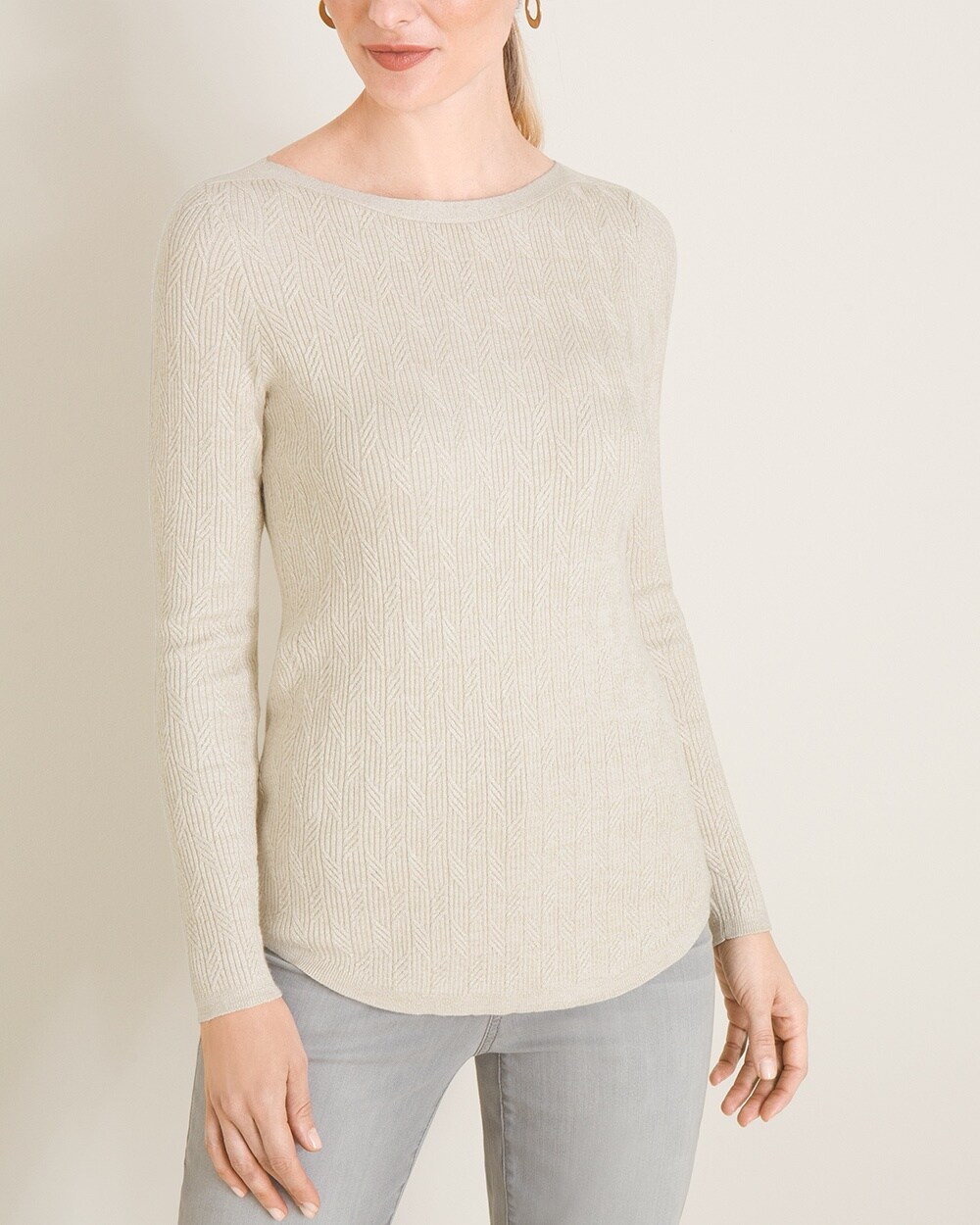 Bateau-Neck Cable Sweater