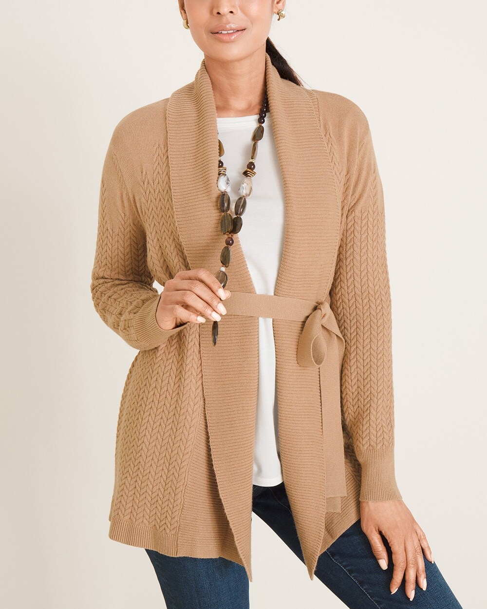 Cable-Detail Cardigan Sweater