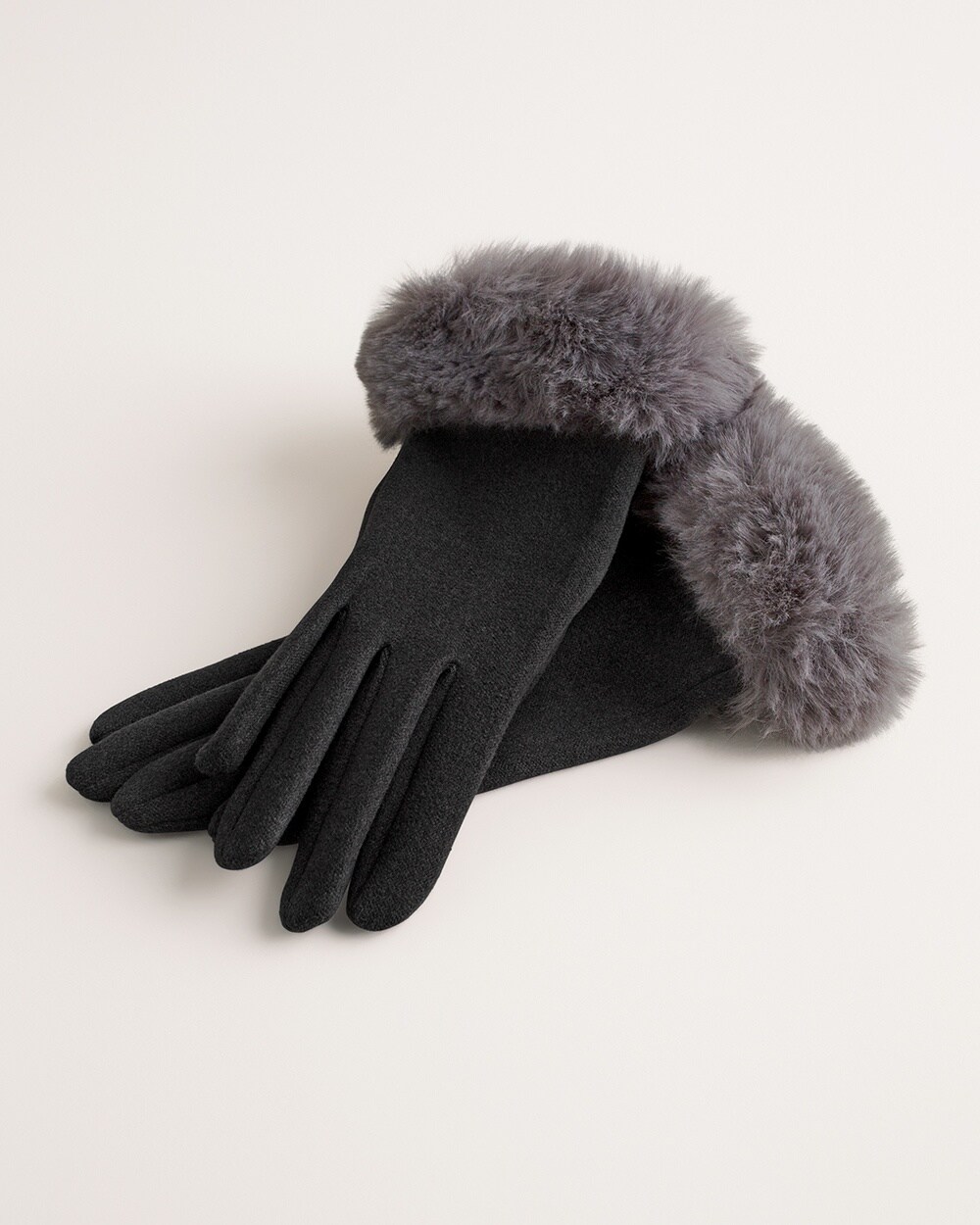 Faux-Fur-Trimmed Gloves