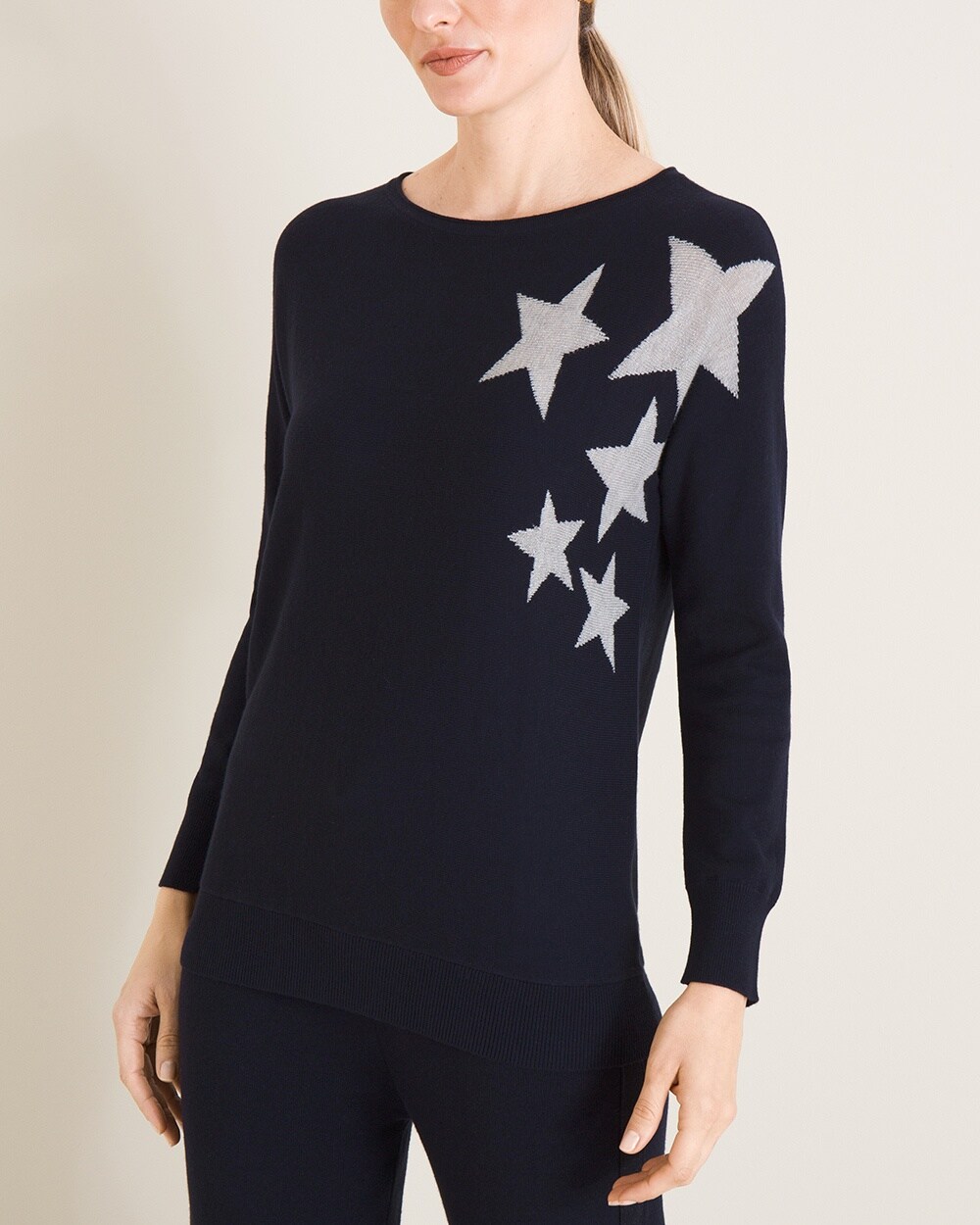 Zenergy Cotton-Cashmere Blend Star-Print Sweater