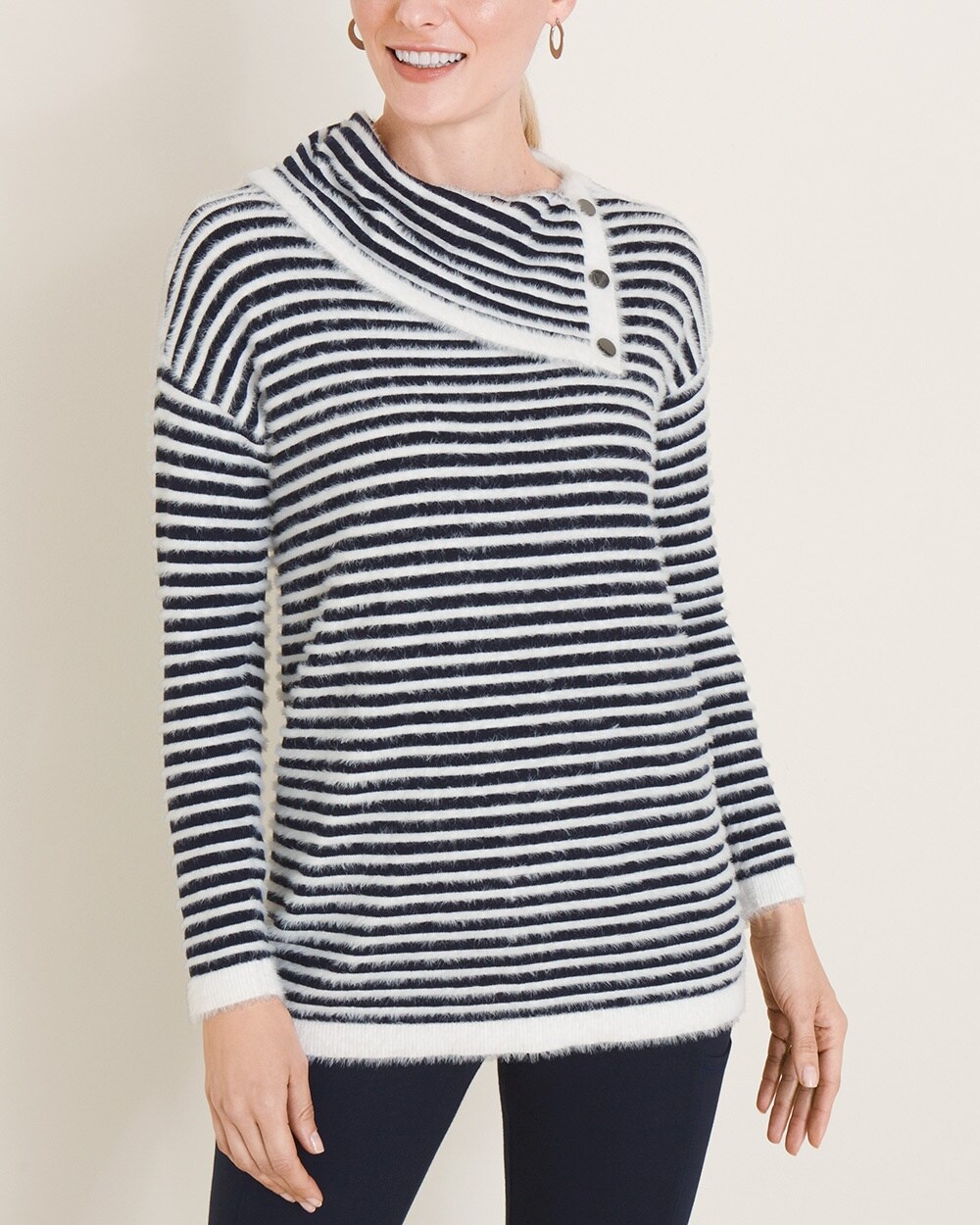 Zenergy Cotton-Cashmere Blend Split-Collar Sweater