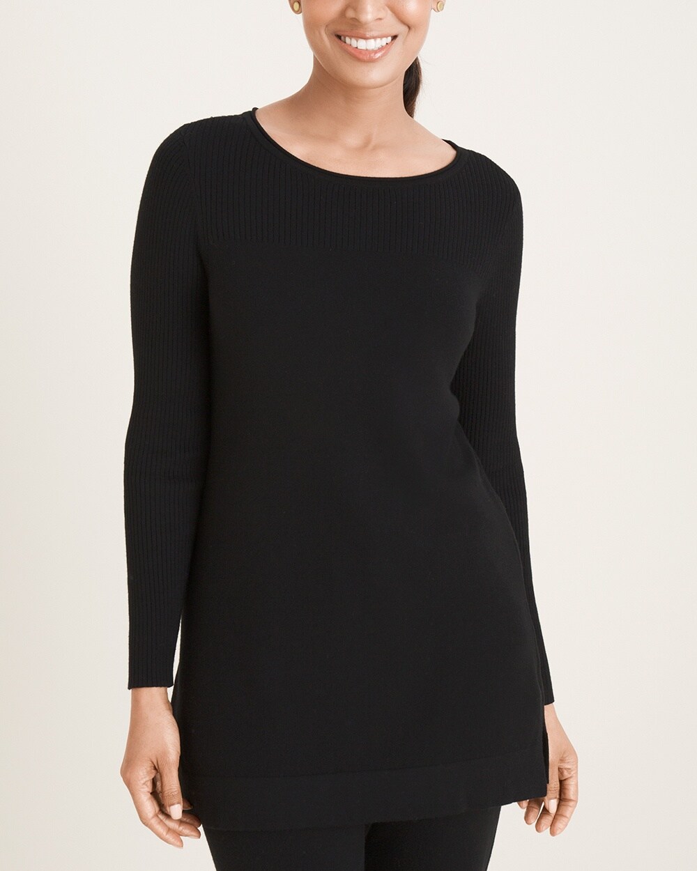 Zenergy Cotton-Cashmere Blend Ribbed Pullover Tunic