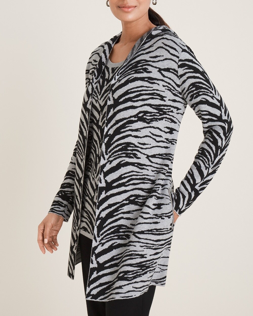Zenergy Tiger-Print Cotton-Cashmere Blend Jacquard Cardigan