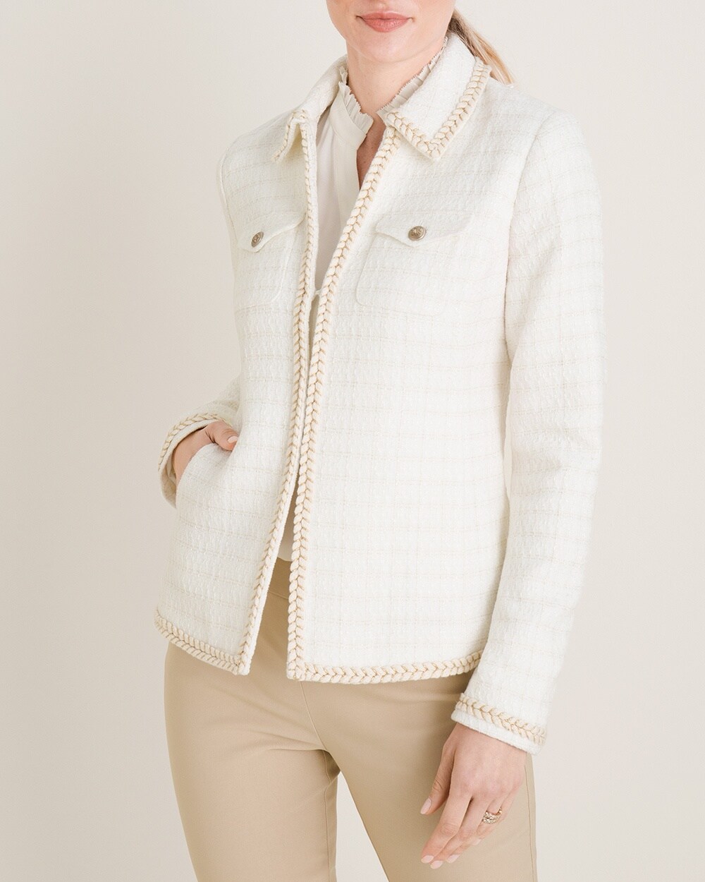 Braid-Trimmed Tweed Jacket