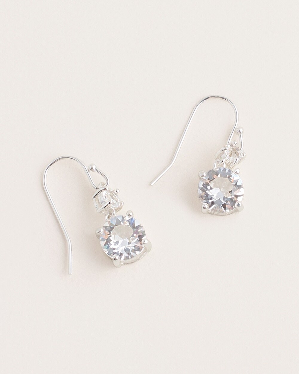 Silvertone Simulated Crystal Drop Earrings