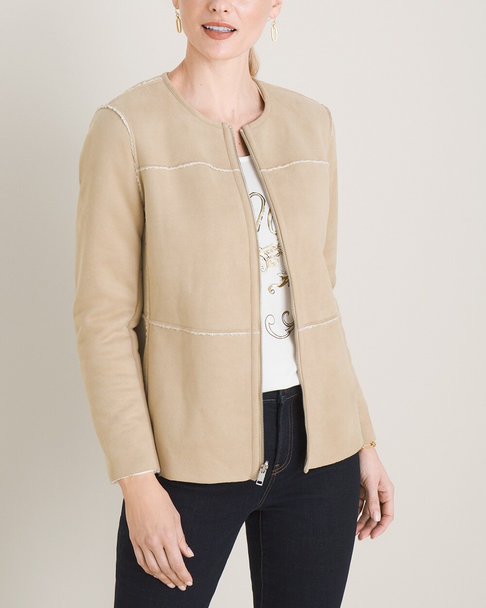 Reversible Faux-Shearling to Faux-Suede Jacket
