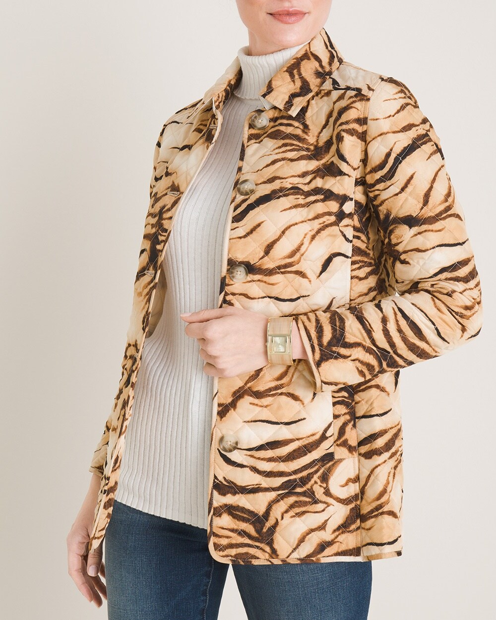 Tiger-Print Quilted Jacket