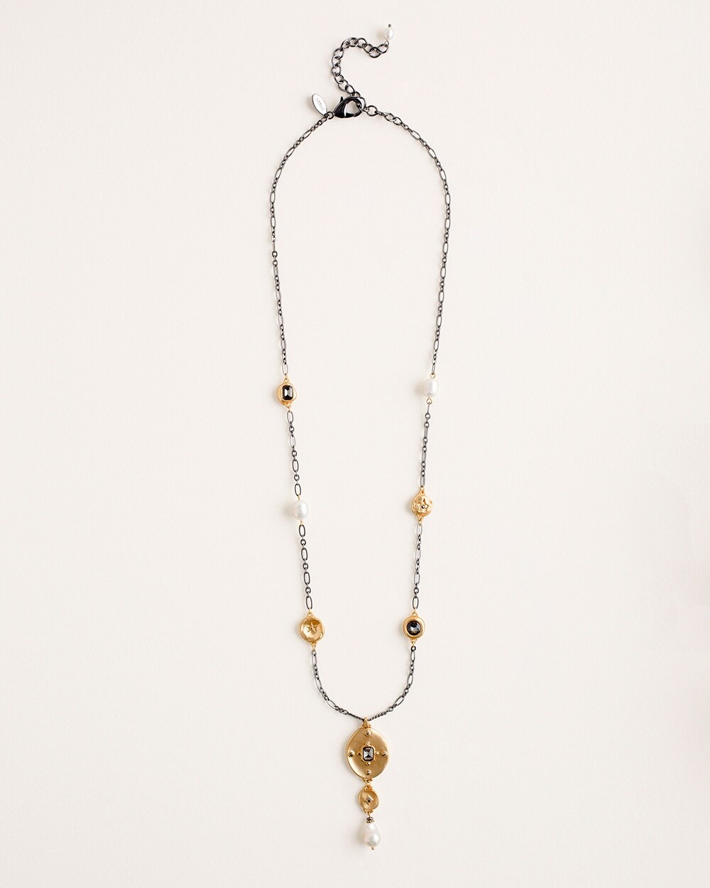 Black and Goldtone Pendant Necklace