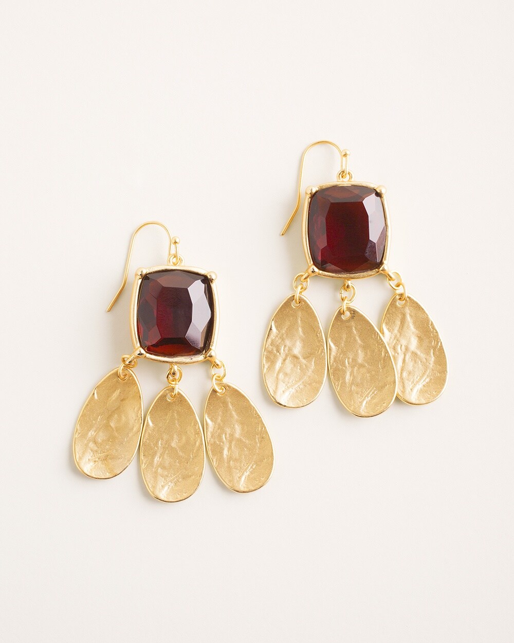 Goldtone Red Chandelier Earrings
