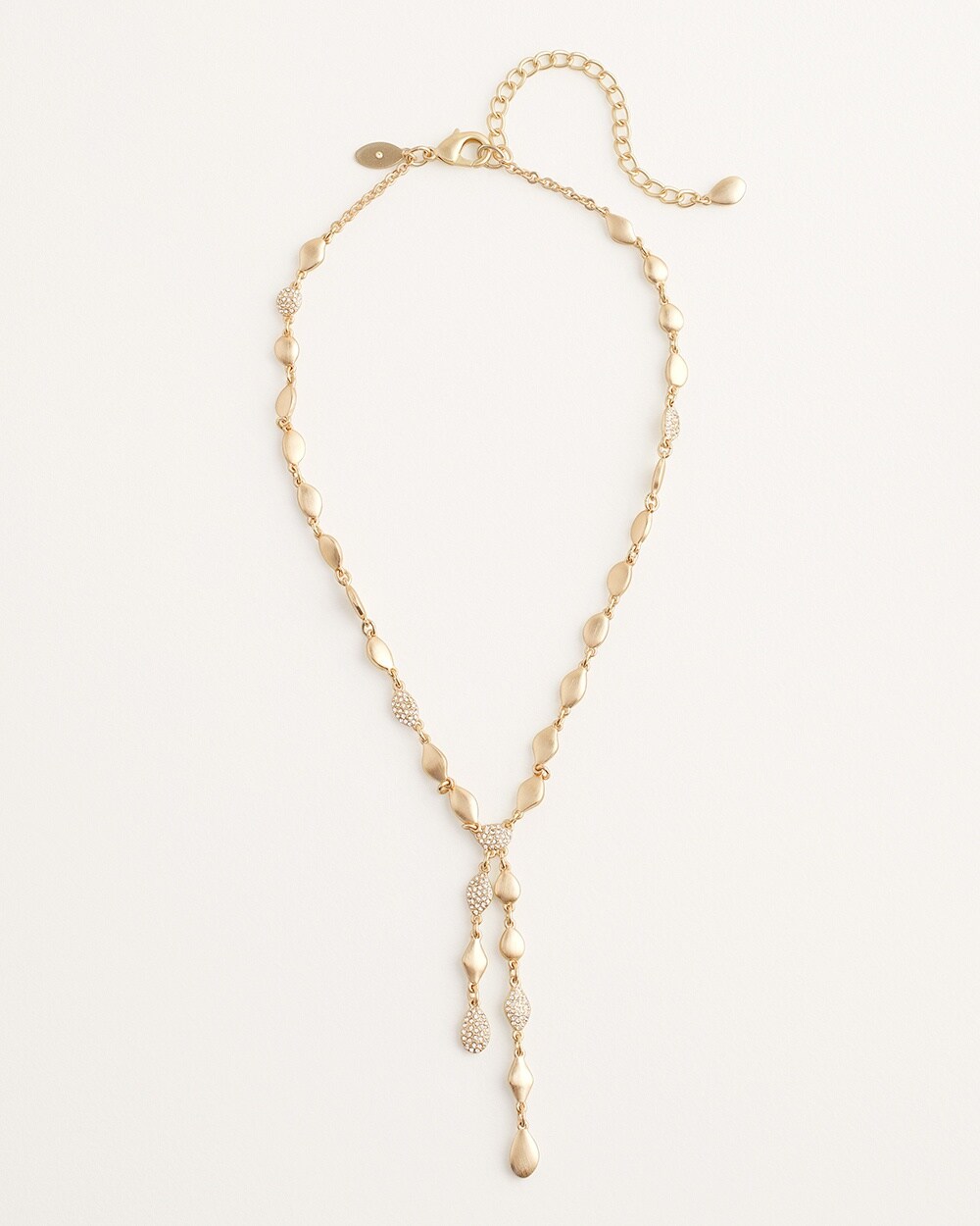 Goldtone and Pave Y-Necklace