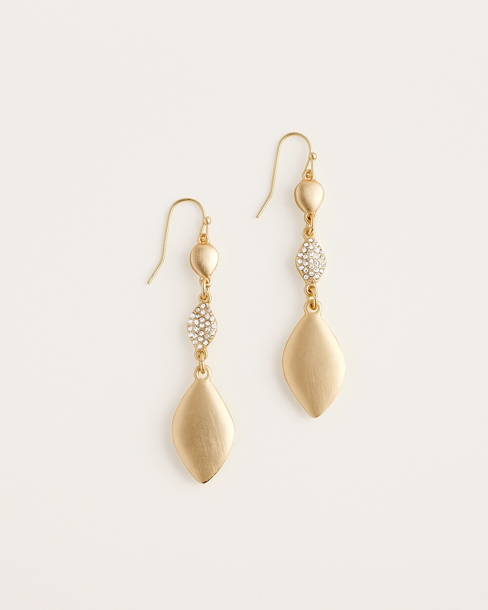 Goldtone and Pave Linear Earrings