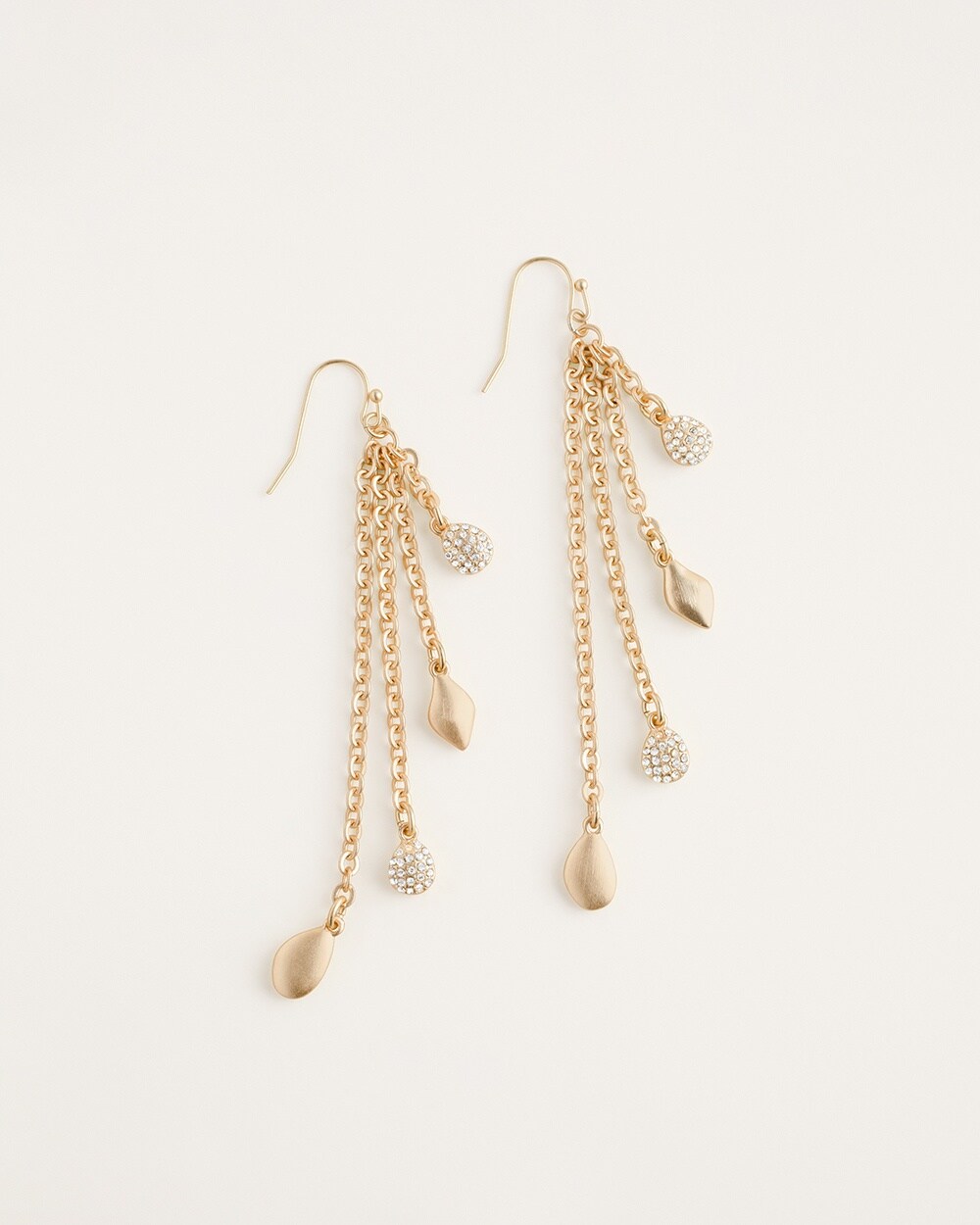 Goldtone and Pave Drop Earrings