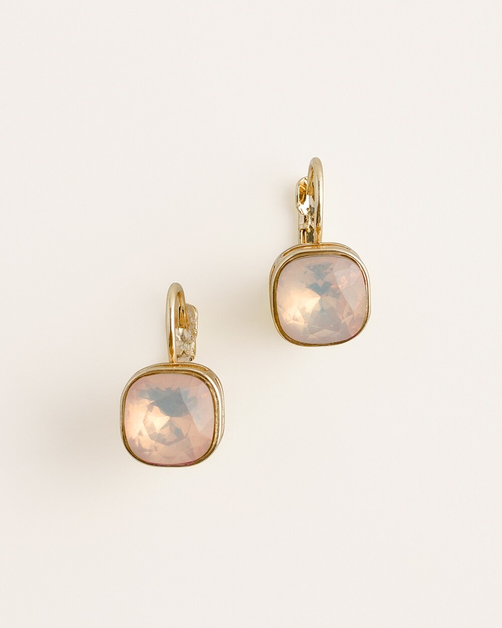 Goldtone Pink Drop Earrings