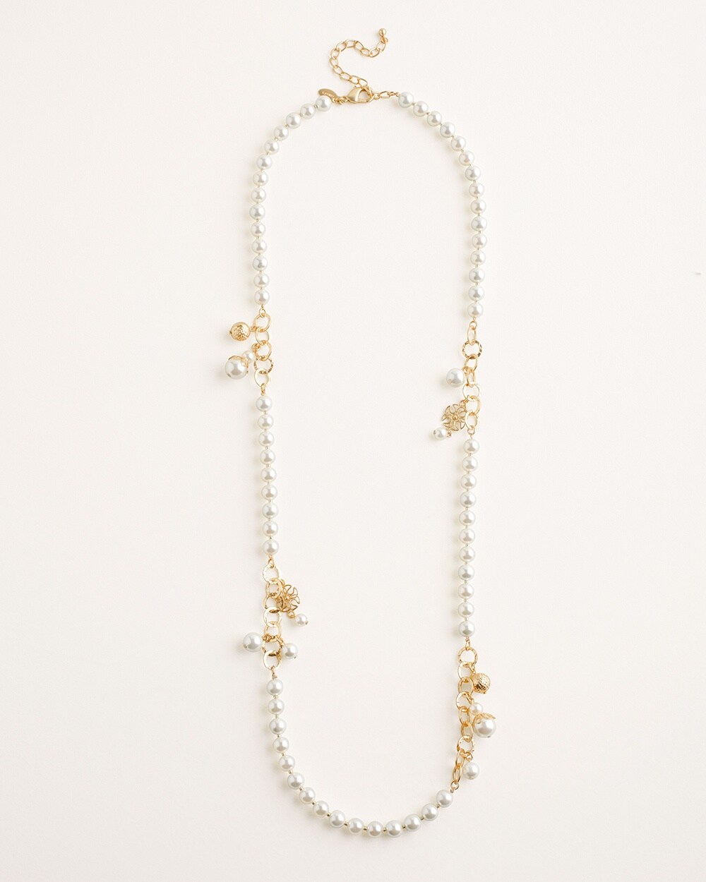 Goldtone and Faux-Pearl Single-Strand Necklace