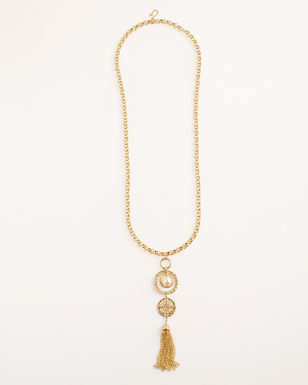Convertible Goldtone and Faux-Pearl Pendant Necklace