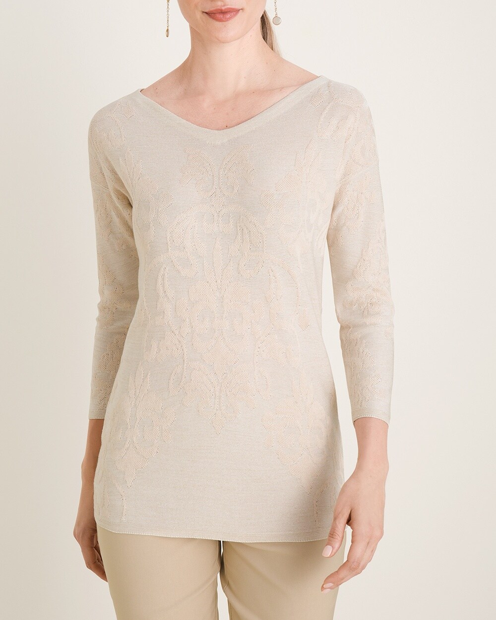 Double V-Neck Baroque Sweater