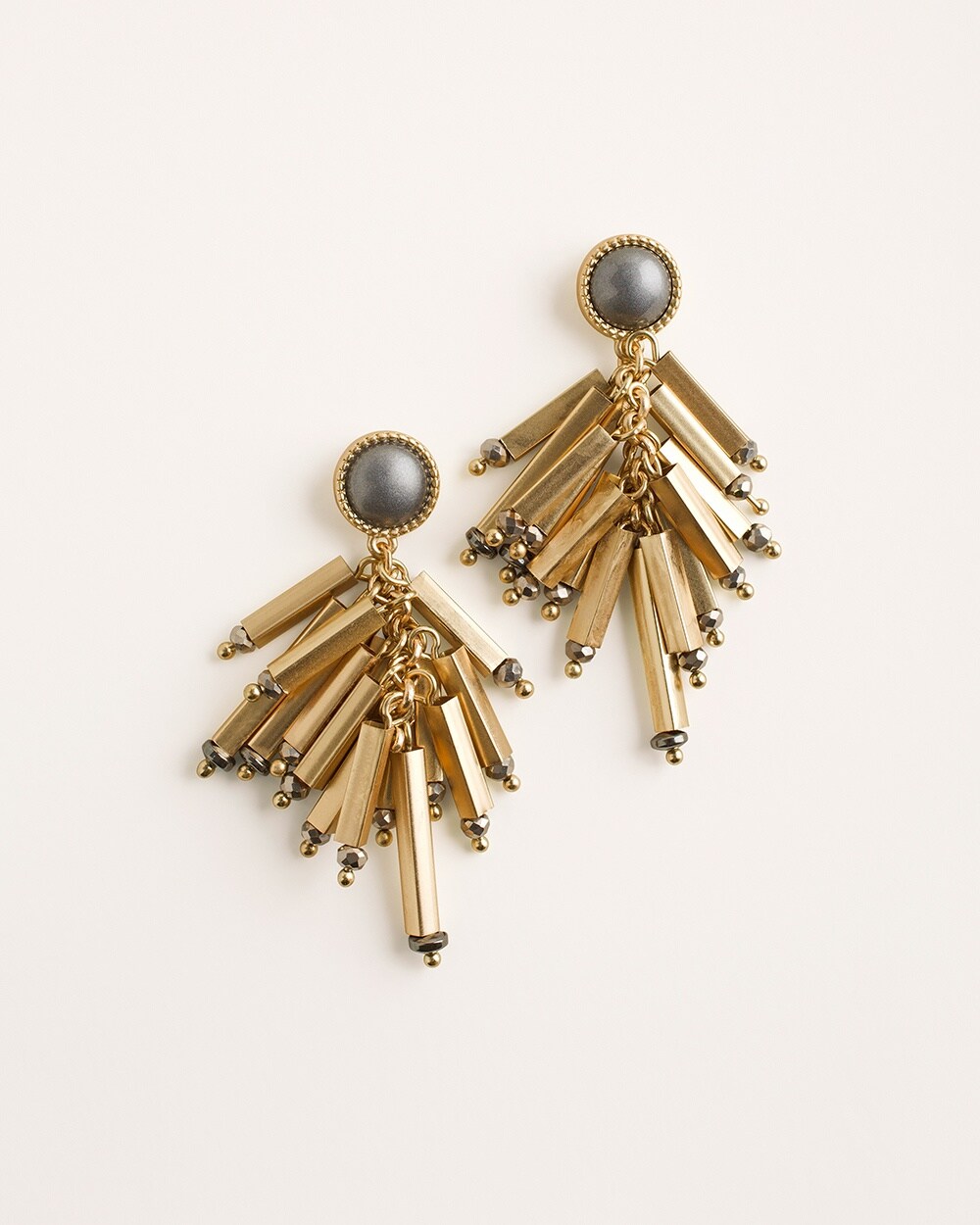 Goldtone Fringe Chandelier Earrings