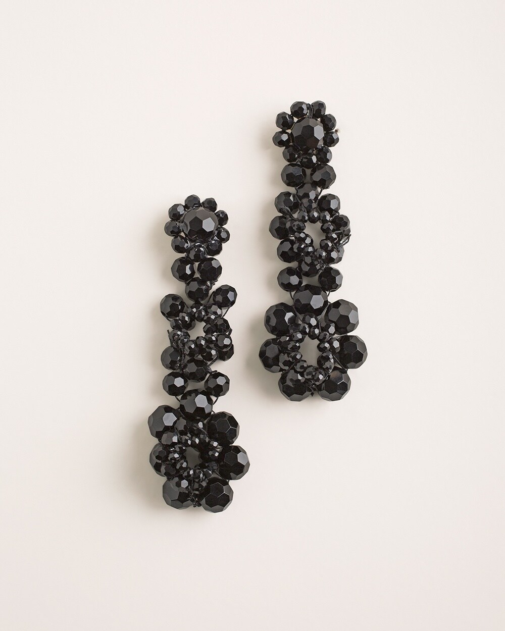 Black Beaded Chandelier Earrings
