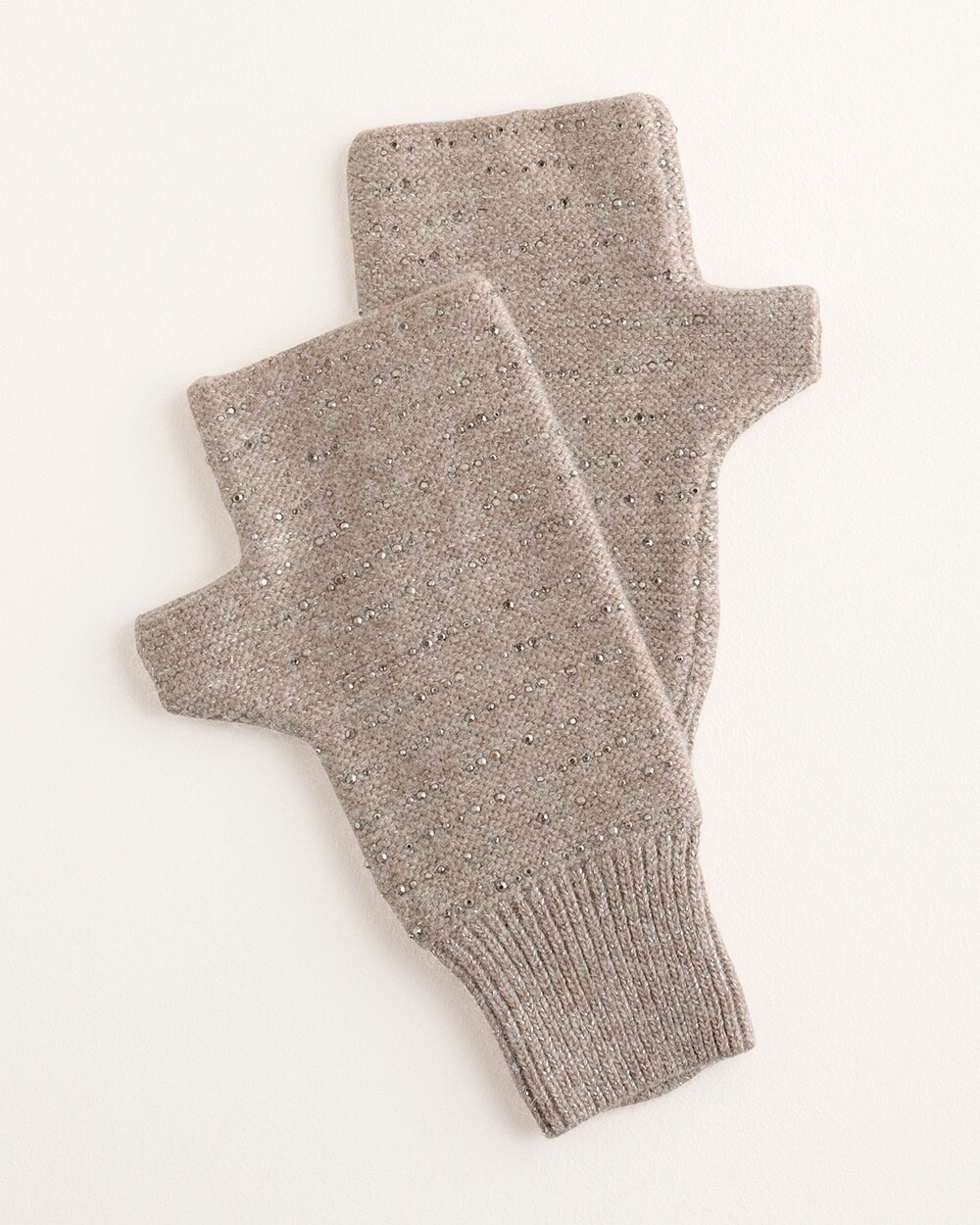 Shine Embellished Fingerless Knit Gloves