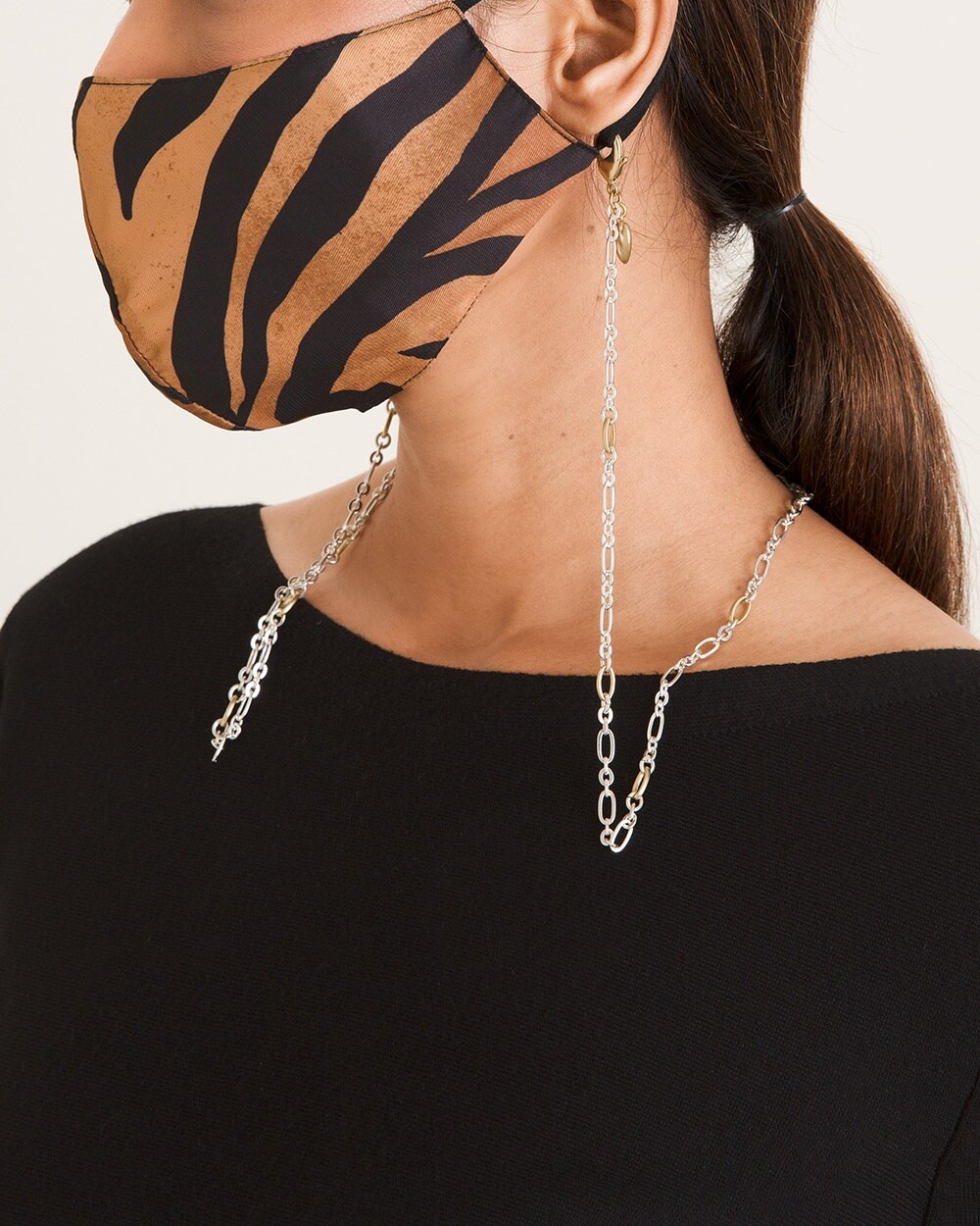 Convertible Mixed-Metal Mask Necklace
