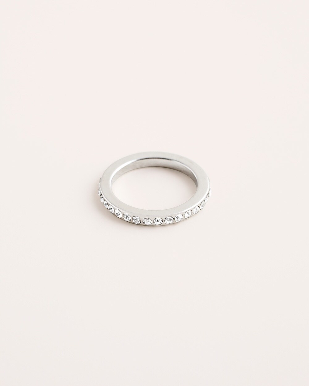 Stackable Silvertone Pave Ring
