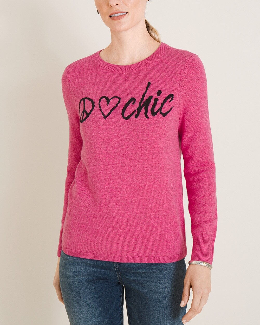 Cashmere-Blend Peace Love Chic Sweater