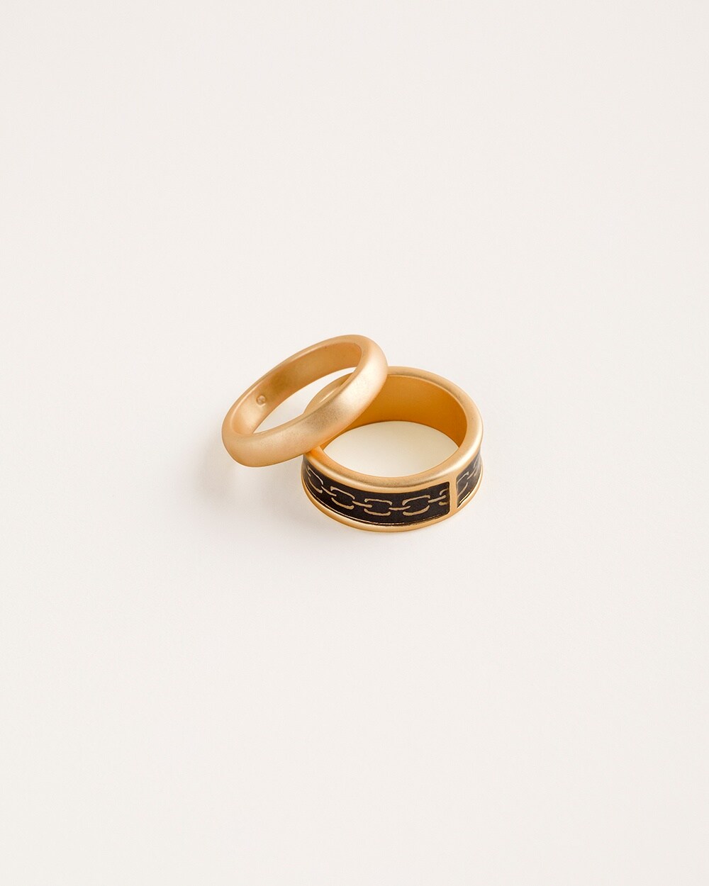 Goldtone Stacking Chain-Print Ring Set