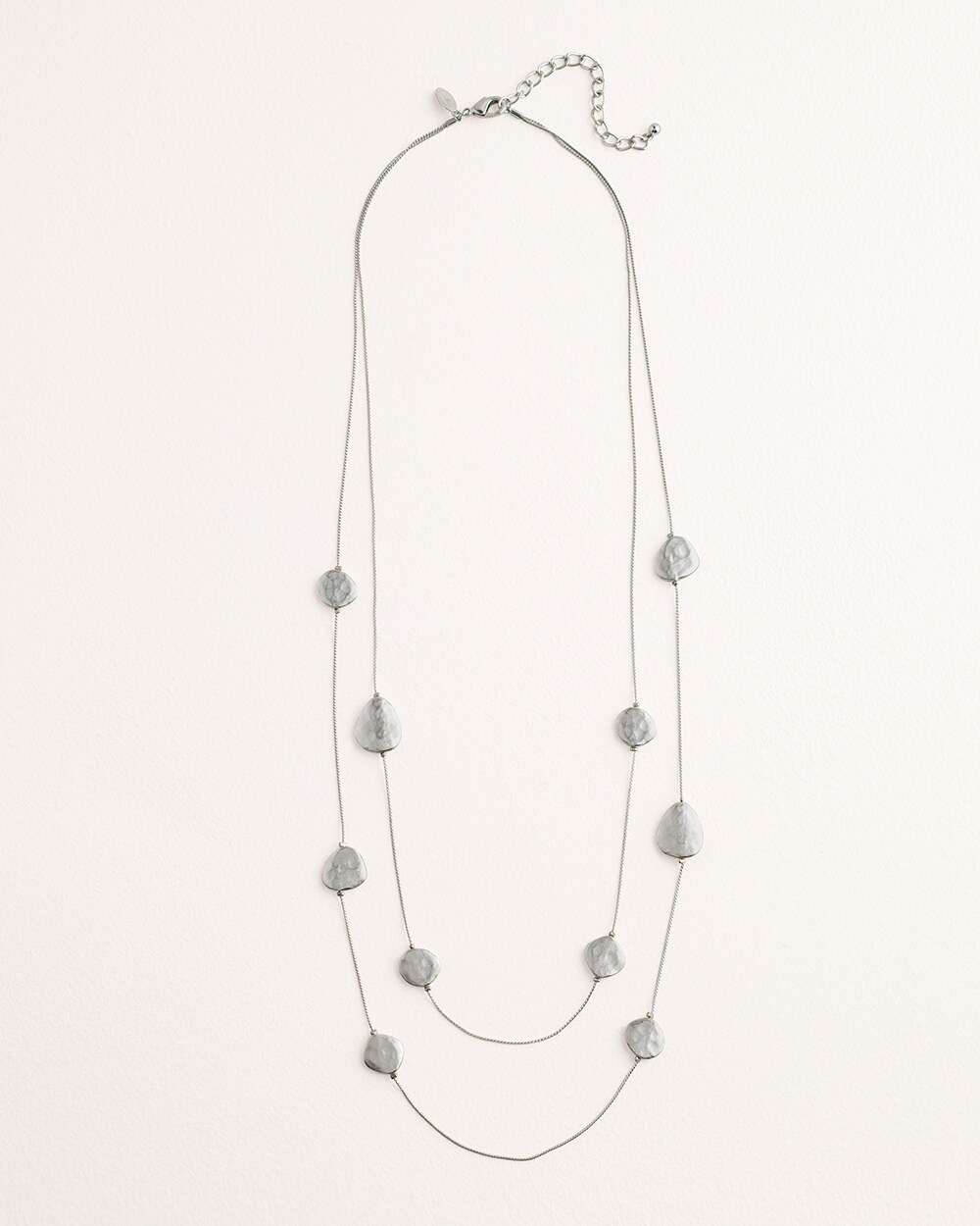 Long Silvertone Double-Strand Necklace