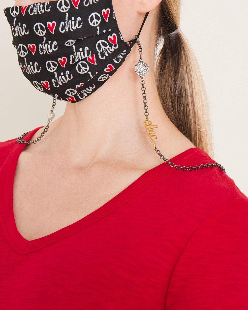 Peace Love Chic Mask Necklace
