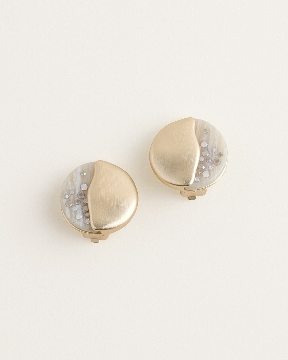 Goldtone and Neutral Clip-On Earrings
